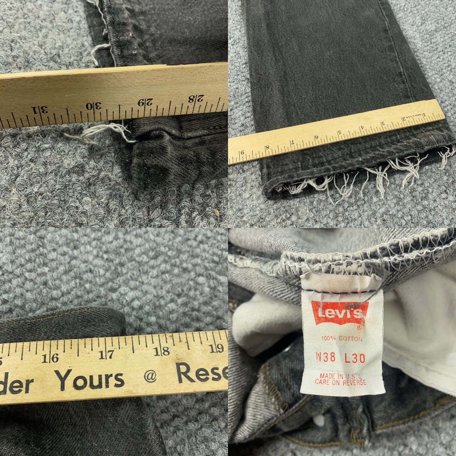 Levi's VINTAGE Levi's 501 Jeans Mens 38x30 Straight Distressed Cotton Denim Gray 90s Size US 38 / EU 54 - 8 Thumbnail