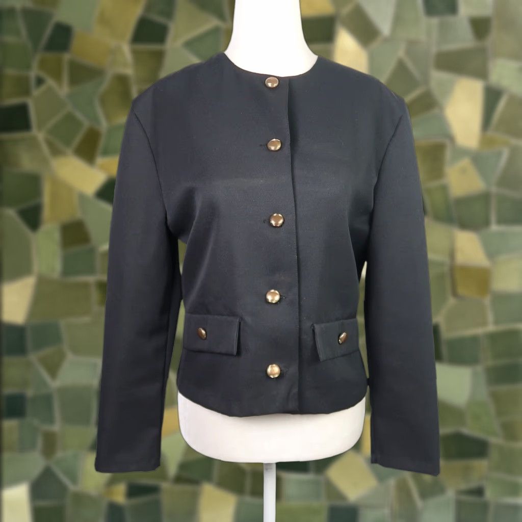 Vintage VINTAGE Magna black blazer jacket 80s 90s Women M Regular Long Sleeve Button Collarless Short Coat/Blazer Mens? Size M / US 6-8 / IT 42-44 - 1 Thumbnail