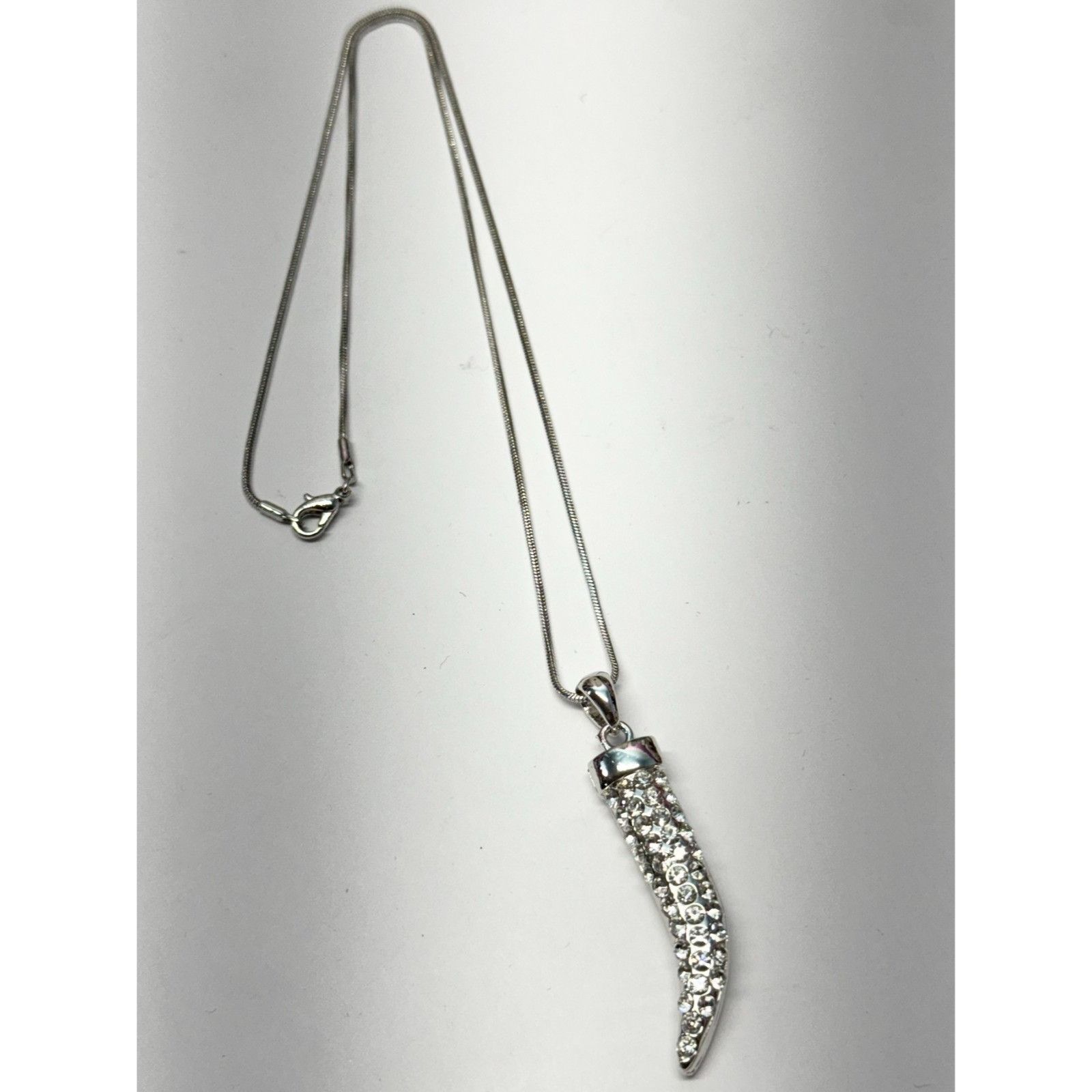 Other Vintage rhinestone silver horn snake chain necklace Size ONE SIZE - 3 Thumbnail