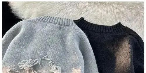 Japanese Brand × Vintage Hole Fringed Sweater Loose Versatile Size US S / EU 44-46 / 1 - 2 Thumbnail