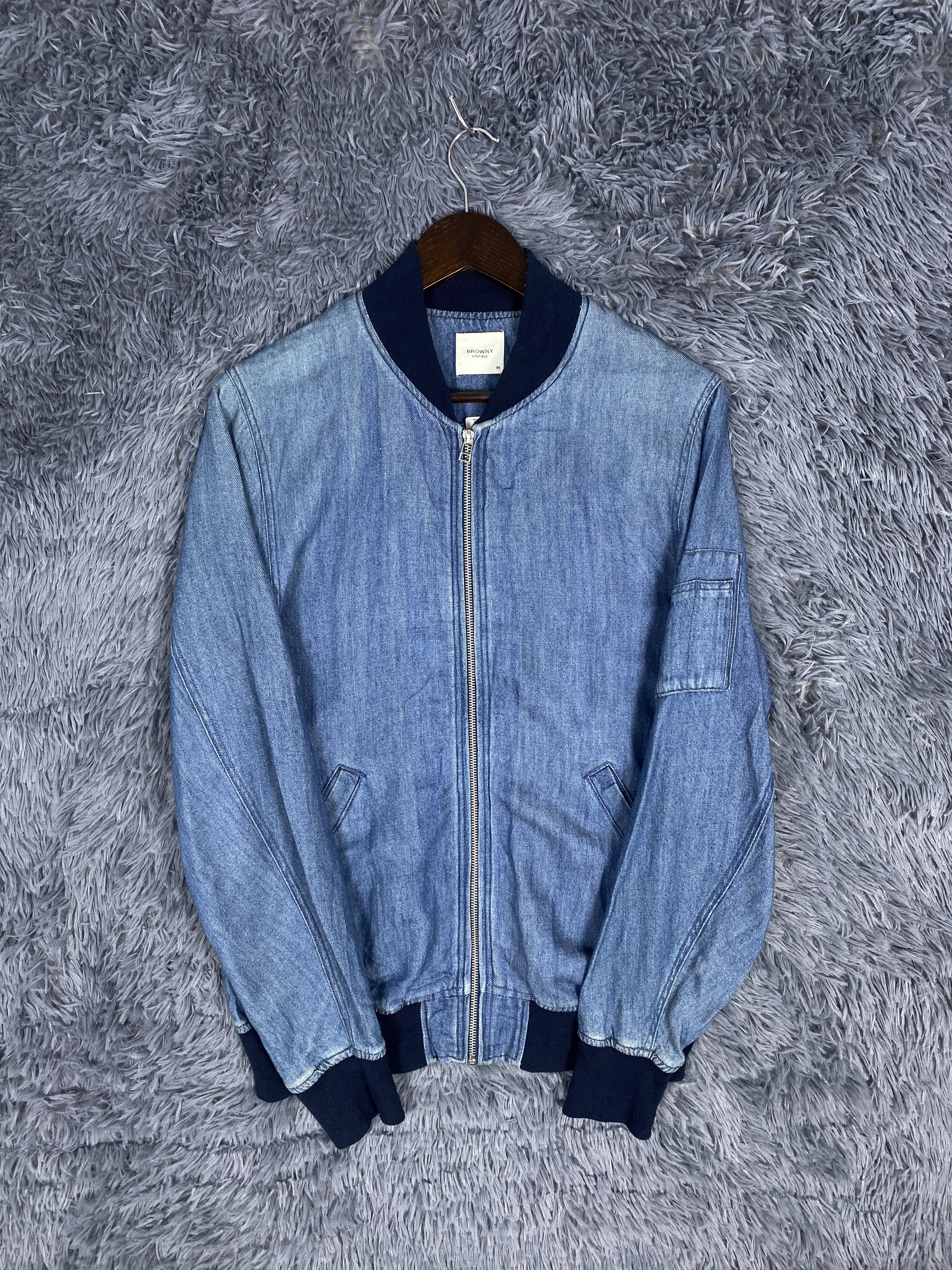 Japanese Brand Vintage Browny Zip Up Light Denim Bomber Jacket Size US M / EU 48-50 / 2 - 4 Thumbnail