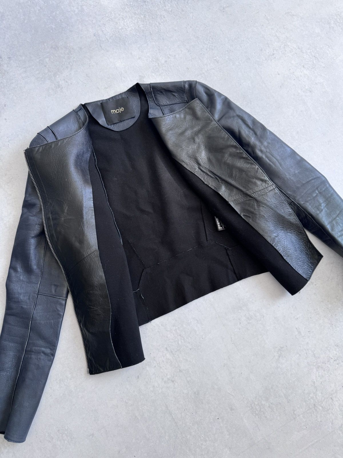 Maje Maje Leather Women’s Zip Biker Style Moto Jacket Y2K Size S / US 4 / IT 40 - 8 Thumbnail