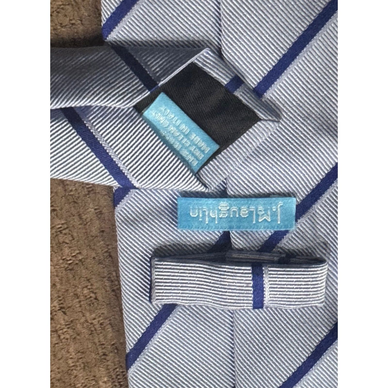 J.McLaughlin J. McLaughlin Blue Stripe Neck Tie Size ONE SIZE - 4 Thumbnail