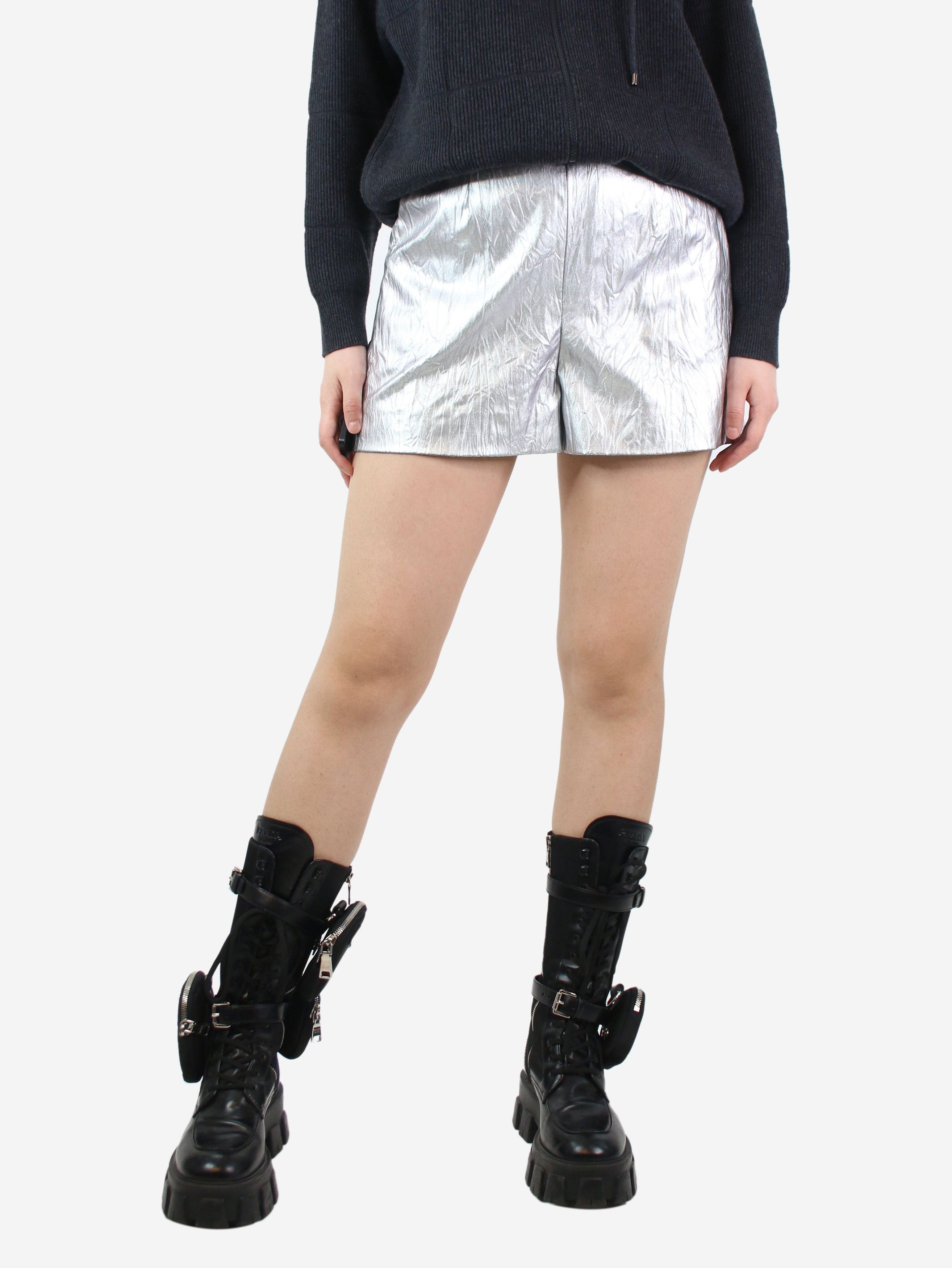 image of Chanel Silver Metallic Shorts - Size Uk 12, Women's