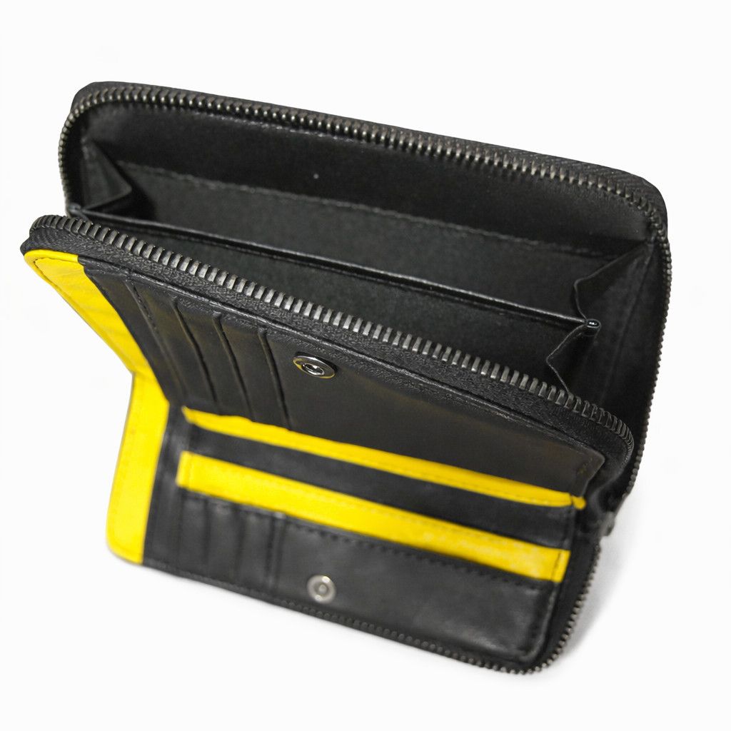 Diesel Diesel Y2K Nylon Mesh Zip Wallet Black Yellow Size ONE SIZE - 3 Thumbnail