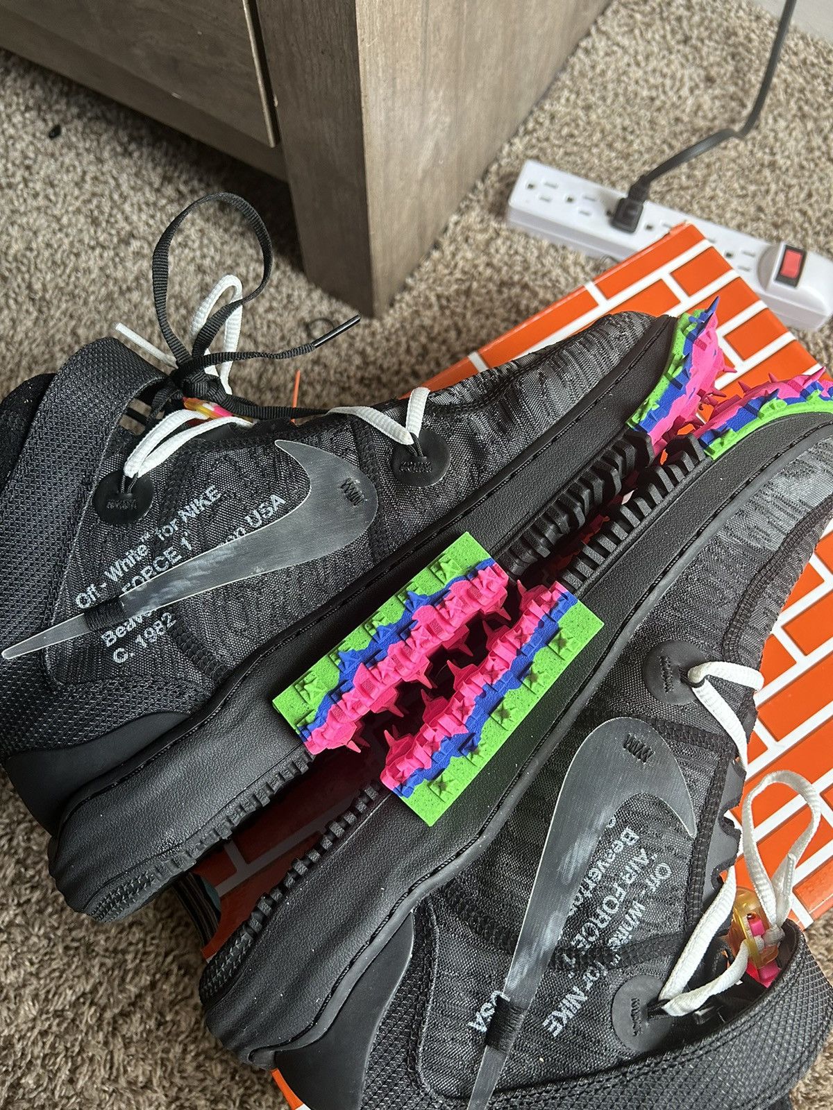 Nike × Off-White Off-White x Air Force 1 Mid ‘Black’ Size US 11.5 / EU 44-45 - 7 Thumbnail