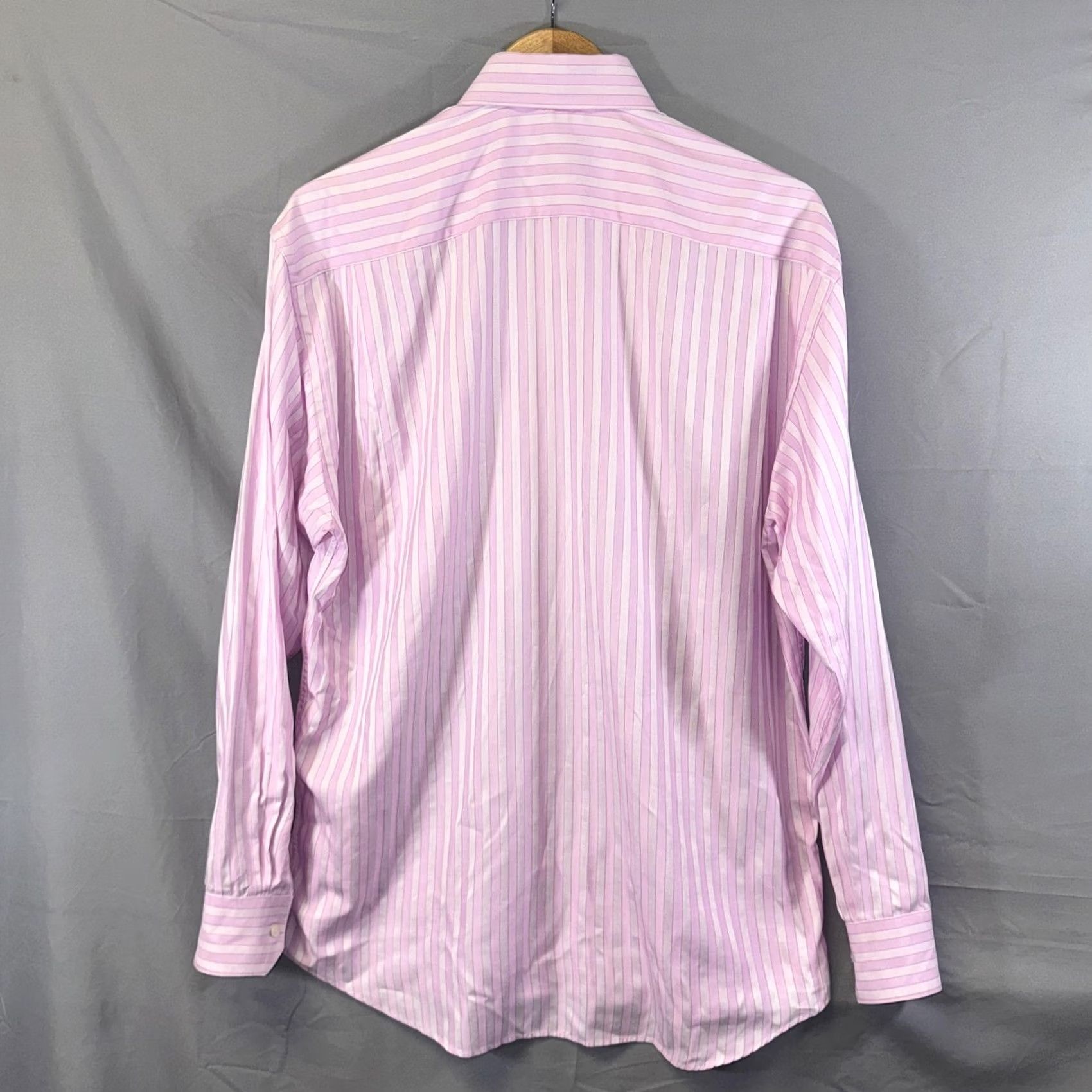 Canali Canali Shirt Mens 16 41 Pink White Stripe Dress Front Button Made Italy Size 42R - 2 Thumbnail