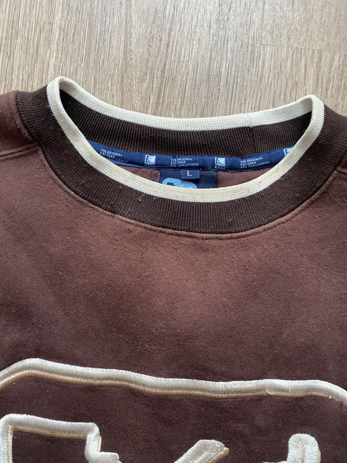 Karl Kani × Vintage Vintage Karl Kani big logo brown sweatshirt 90’s baggy Size US L / EU 52-54 / 3 - 4 Thumbnail