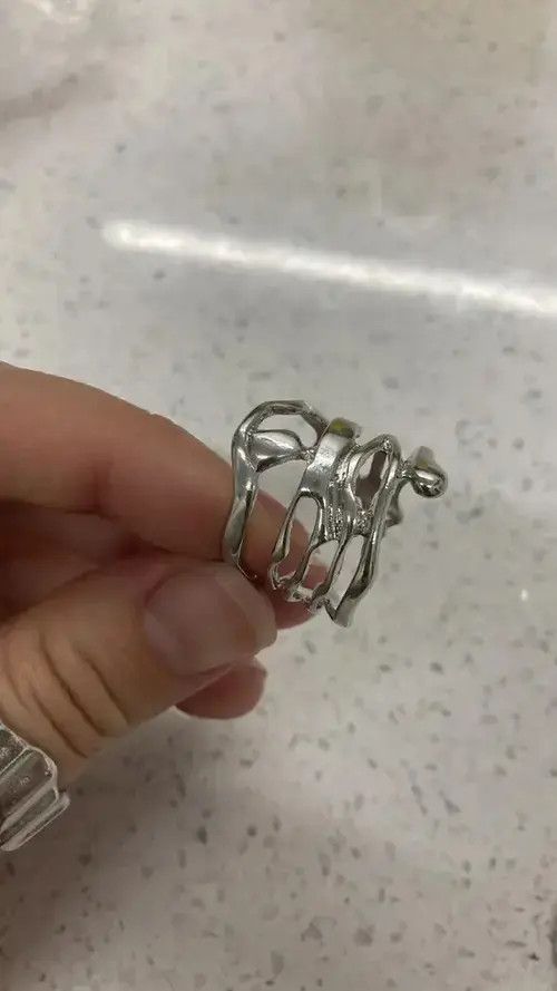 Jewelry × Ring Of Fire Irregular Hollow Silver Color Wide Ring Size ONE SIZE - 3 Thumbnail