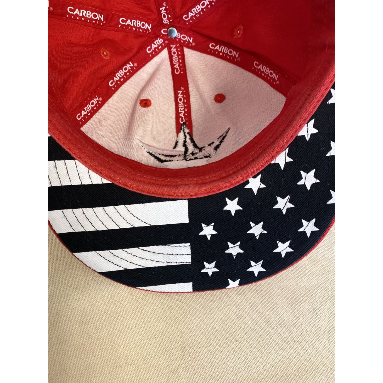 Carbon VINTAGE Carbon Element American Flag Snapback Hat Red Adjustable Golf Mens One Size Size ONE SIZE - 5 Thumbnail