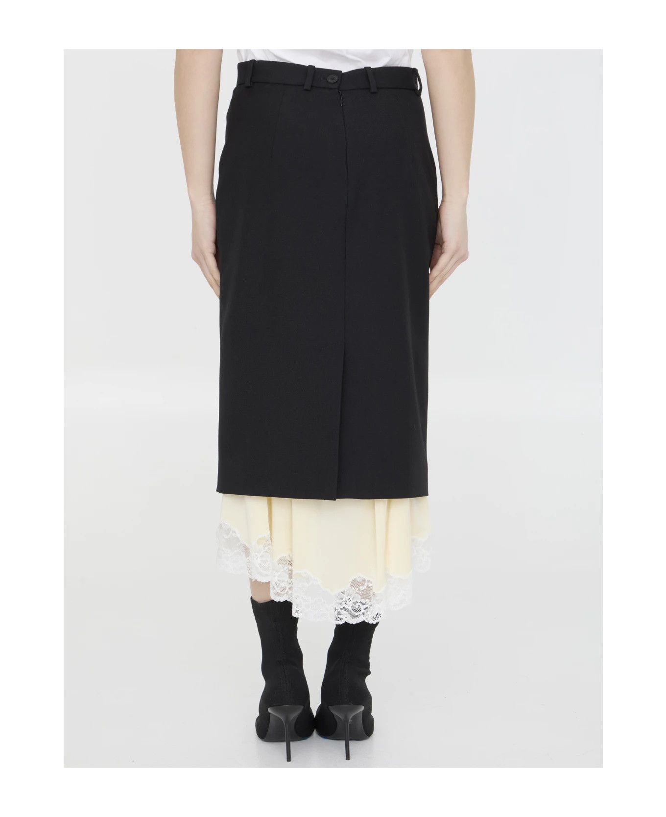 Balenciaga o1tr1nto0126 Lingerie Tailored Skirt in Black Size 27" / US 4 / IT 40 - 4 Thumbnail