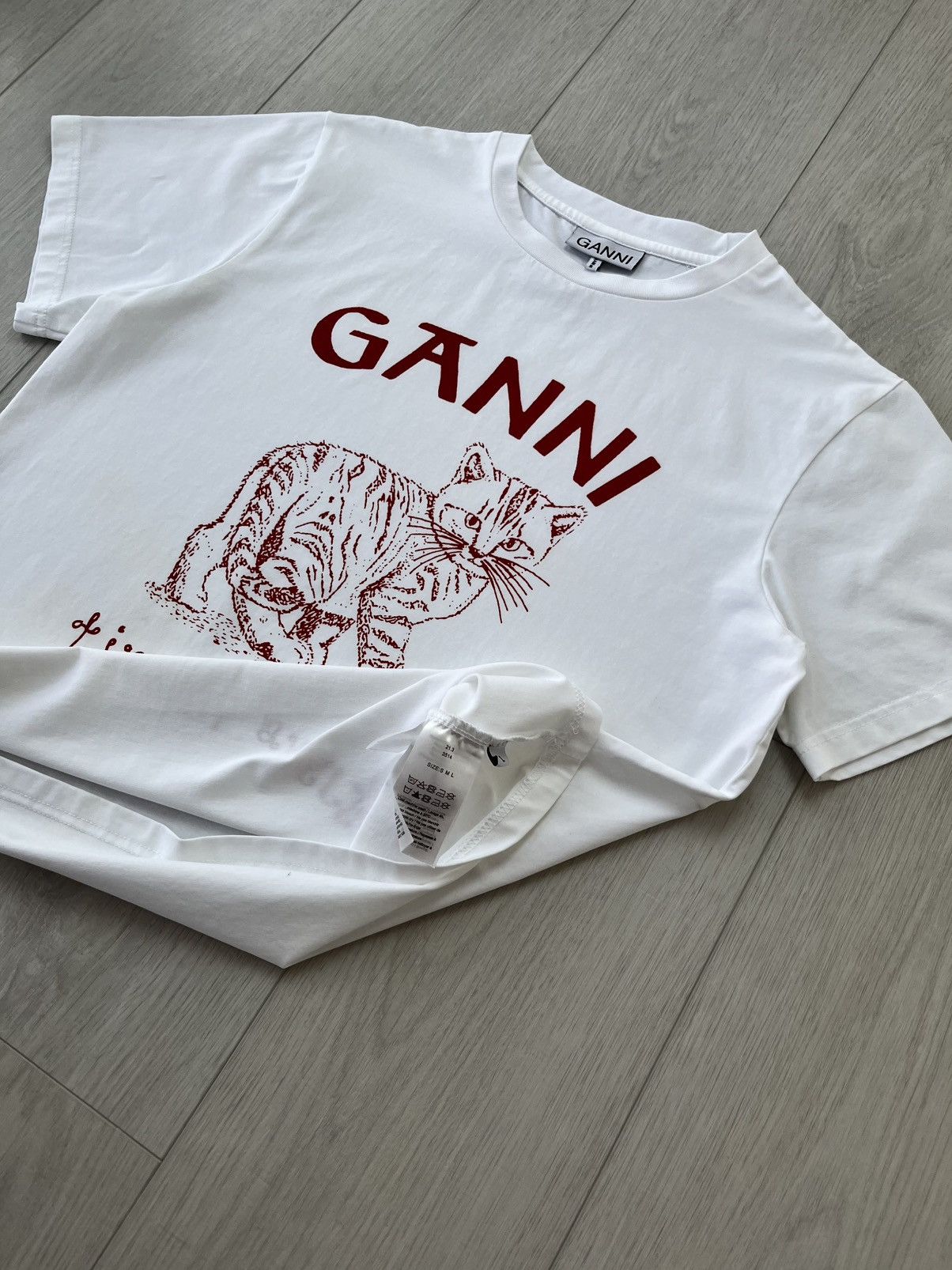 Designer Ganni T-Shirt Cat Size US L / EU 52-54 / 3 - 7 Thumbnail