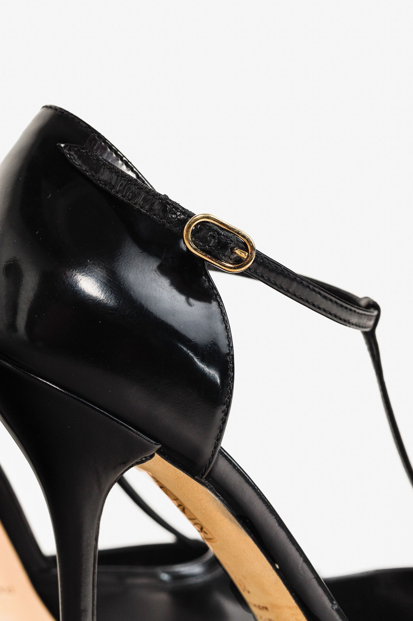 Dolce & Gabbana Dolce & Gabbana Black Patent Leather T-Strap Heels Size US 7.5 / IT 37.5 - 8 Thumbnail