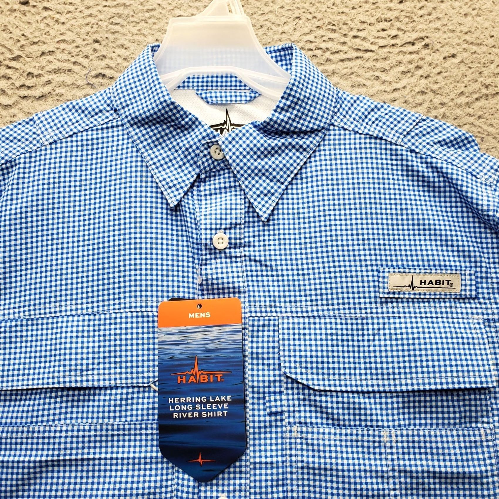Habitat Habit Fishing Shirt Mens Small Multi Gingham Vented Back Collar Button Up Blue Size US S / EU 44-46 / 1 - 7 Thumbnail