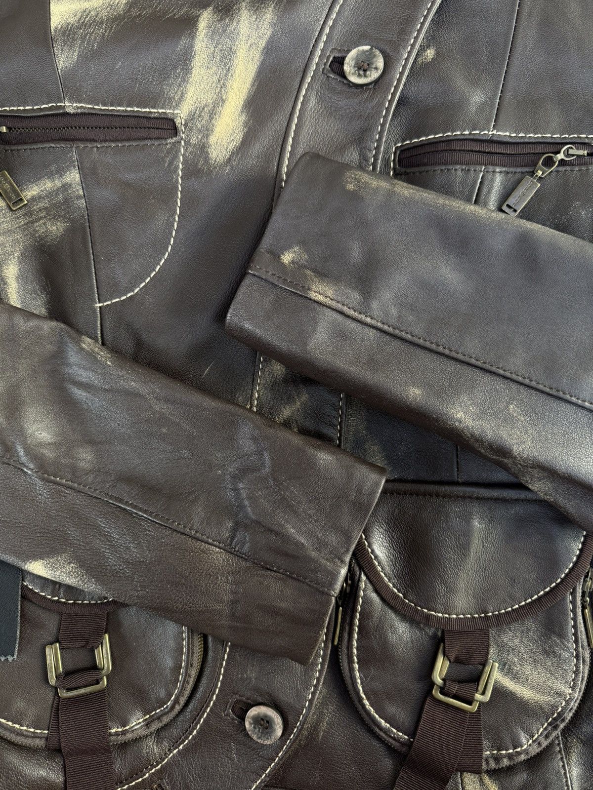 Other Kor@kor Italy Asymmetrical Leather Jacket Size M / US 6-8 / IT 42-44 - 7 Thumbnail
