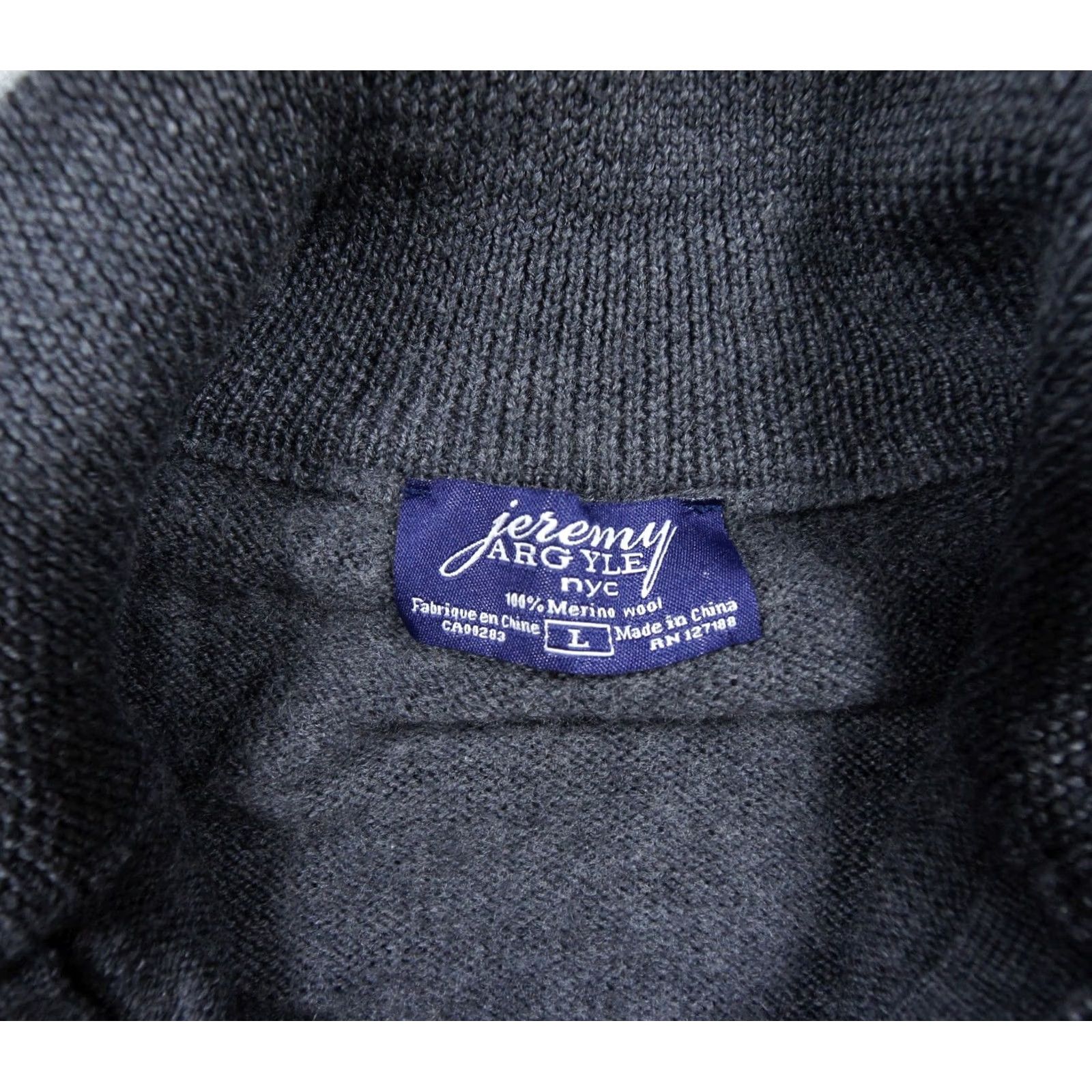 Vintage Jeremy Argyle NYC Sweater Mens Large Gray 1/4 Zip Pullover Merino Wool Knit Size US L / EU 52-54 / 3 - 5 Thumbnail