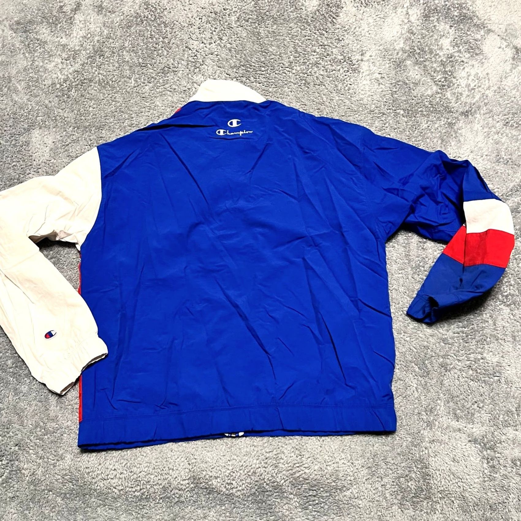 Champion VINTAGE Champion Jacket Mens Large Windbreaker 3 Panel Red White Blue Blue L Mens Jacket Size US L / EU 52-54 / 3 - 3 Thumbnail