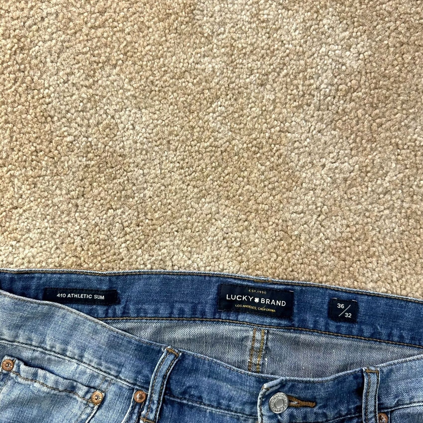 Lucky Brand Lucky Brand 410 Jeans Men Slim Straight 36x32 Blue Denim Medium Wash Cotton Blend 5-Pocket Belt Loops Smart Size US 36 / EU 52 - 3 Thumbnail