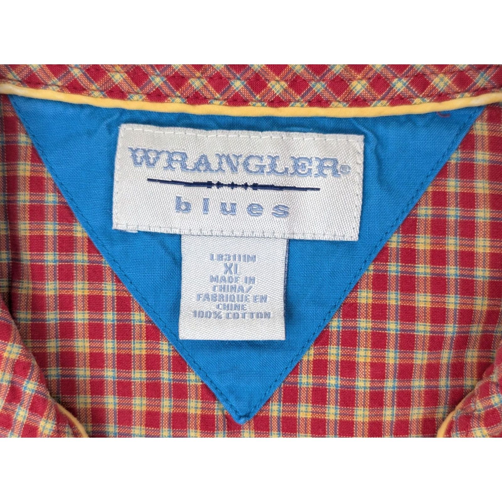 Wrangler Vtg Wrangler Blues Western Brushpopper Pearl Snap Shirt Men XL Red Plaid Cotton Size US XL / EU 56 / 4 - 3 Thumbnail