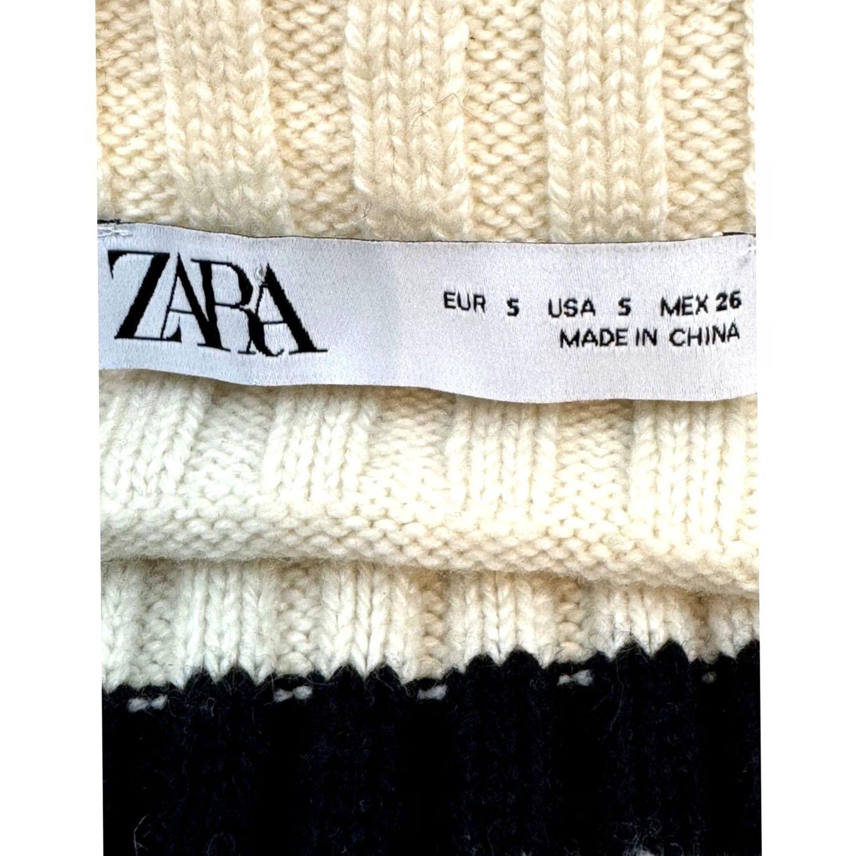 Zara Zara Sweater Women’s S Beige Brown Striped Cowl Neck Pullover Cozy Knit W 45 Size S / US 4 / IT 40 - 4 Thumbnail