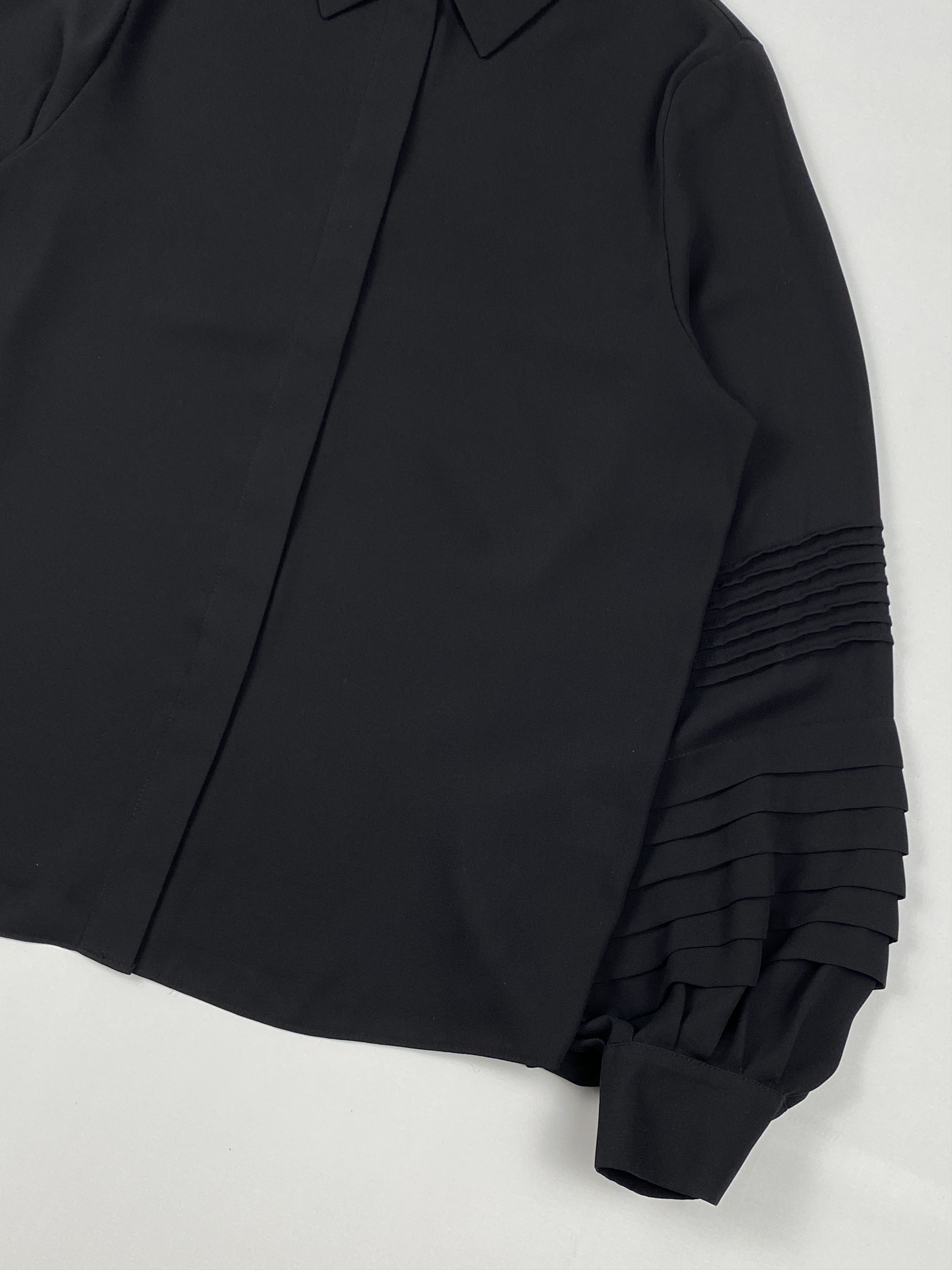 Uniforms Pleated Sleeves Long Sleeve Blouse
