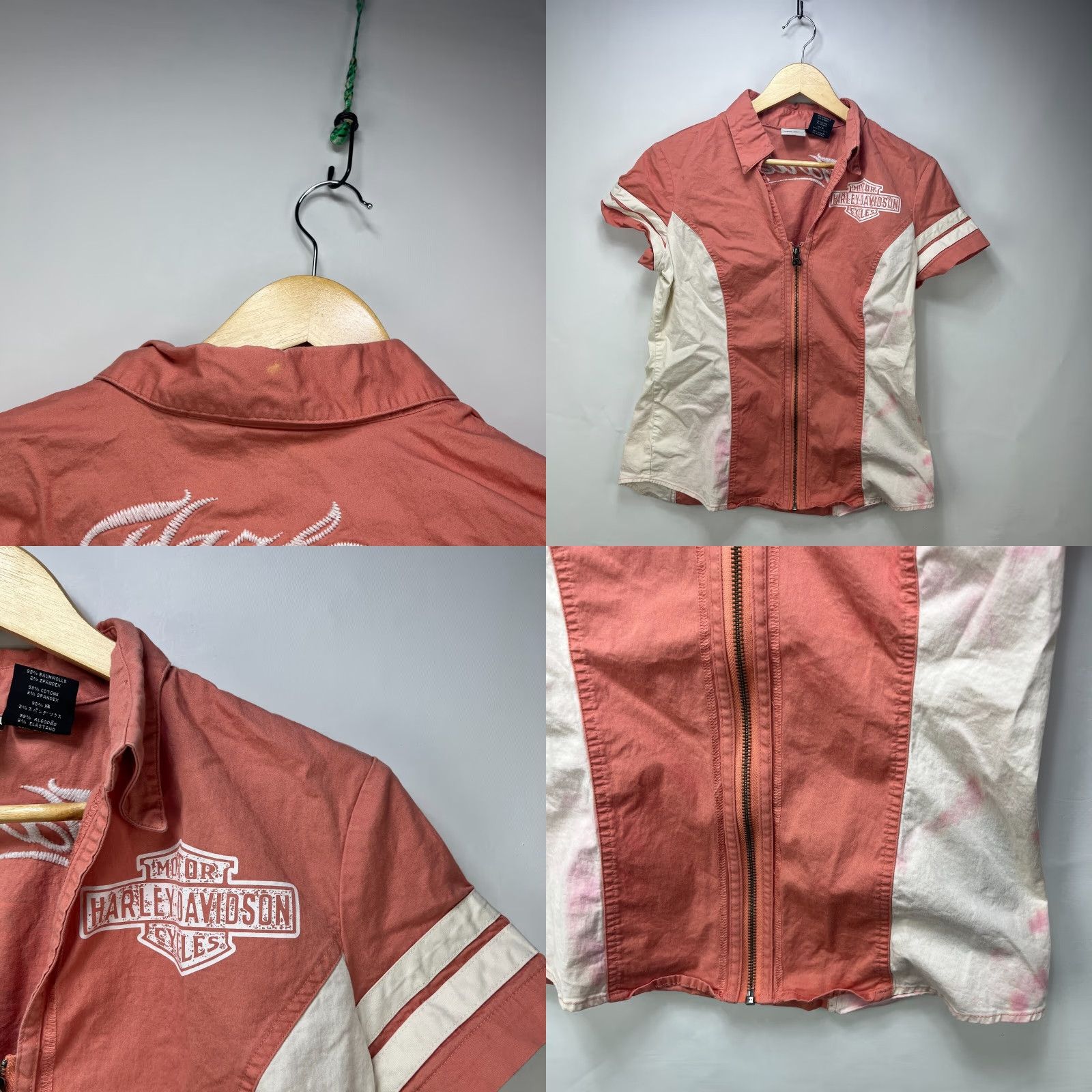 Harley Davidson VINTAGE Harley-Davidson Shirt Womens y2K Zip Up Short Sleeve Medium Pink Size M / US 6-8 / IT 42-44 - 8 Thumbnail