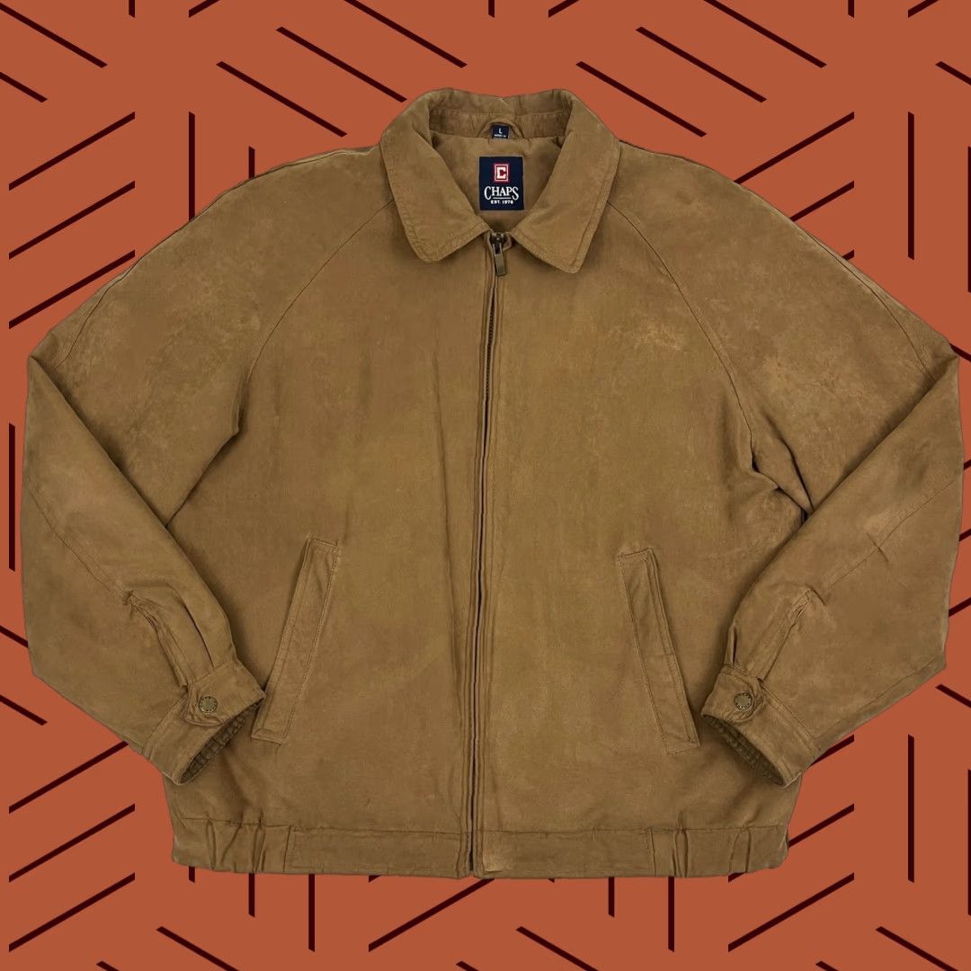 Chaps Chaps Jacket Mens L Brown Faux Suede Quilt Lined Grandpa Classic Bomber Full Zip Jacket Size US L / EU 52-54 / 3 - 1 Thumbnail