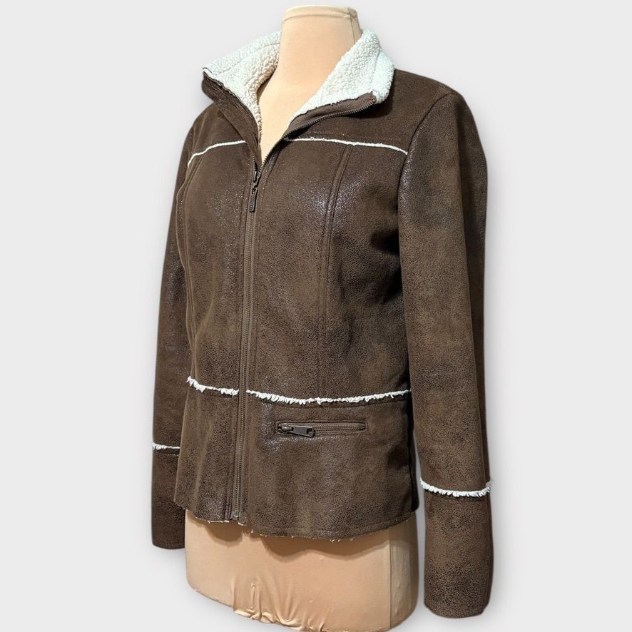 Prana PrAna Esme Faux Leather Sherpa Lined Jacket S Brown Beige Sh Size S / US 4 / IT 40 - 8 Thumbnail