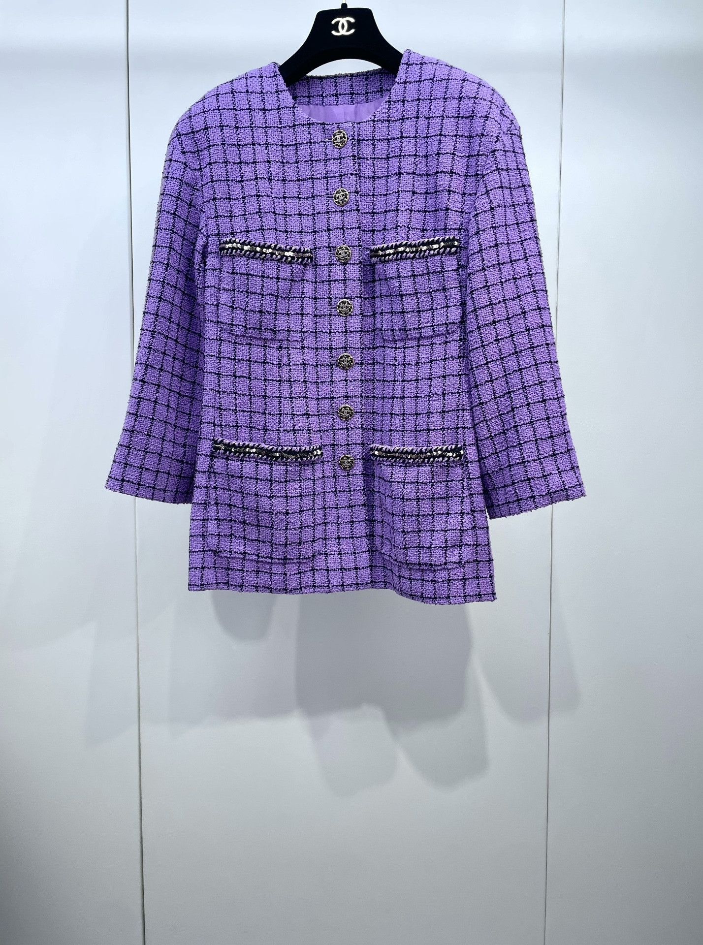 Chanel Chanel 22S Purple Tweed Plaid Jacket Size S / US 4 / IT 40 - 1 Thumbnail