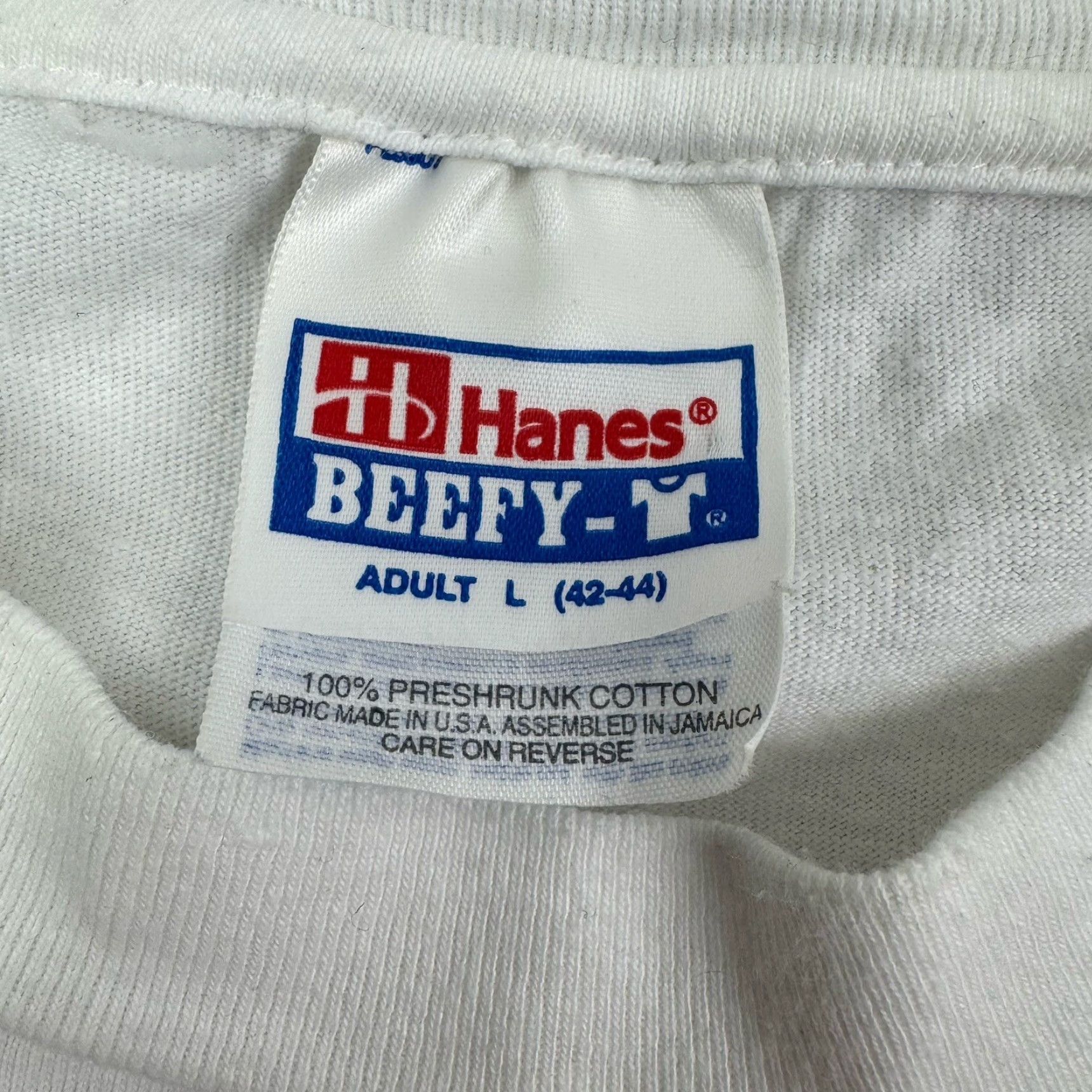 Hanes Vintage Yes Hanes T-Shirt Adult Large White Cartoon Animals 90s Funny Crew Neck Short Sleeve Regular Solid Men Size L Size US L / EU 52-54 / 3 - 4 Thumbnail