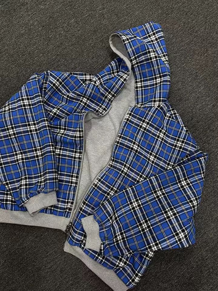 Japanese Brand Plaid Print Reversible Hoodie Size US S / EU 44-46 / 1 - 2 Thumbnail