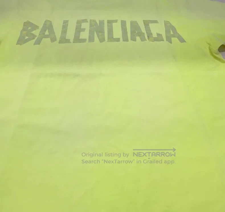 Balenciaga Balenciaga Neon Yellow Tape Logo Short Sleeve T-Shirt Size US S / EU 44-46 / 1 - 5 Thumbnail