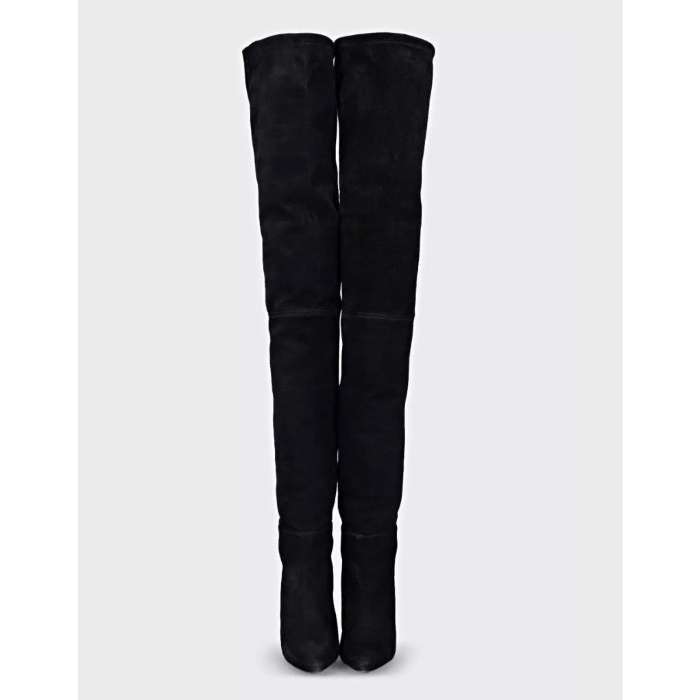 Balmain Balmain x H&M Black Suede Over-the-Knee Boots - Size 39 Size US 8 / IT 38 - 2 Thumbnail