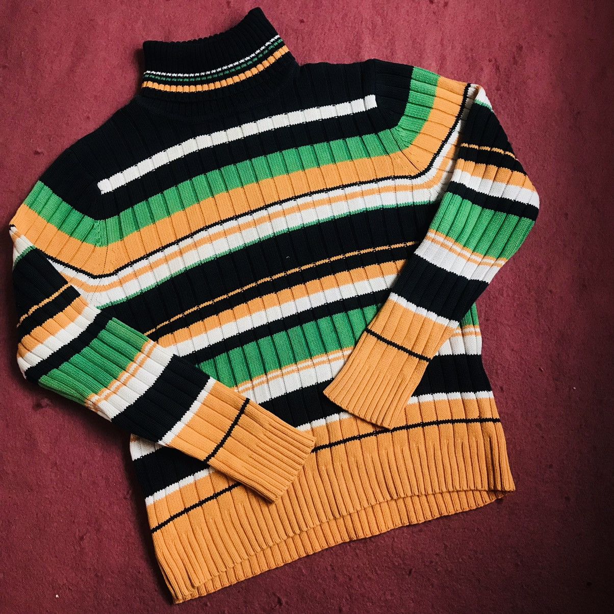 20471120 × Vintage Japanese Horizontal Stripe Turtle Neck Sweater Size M / US 6-8 / IT 42-44 - 1 Thumbnail