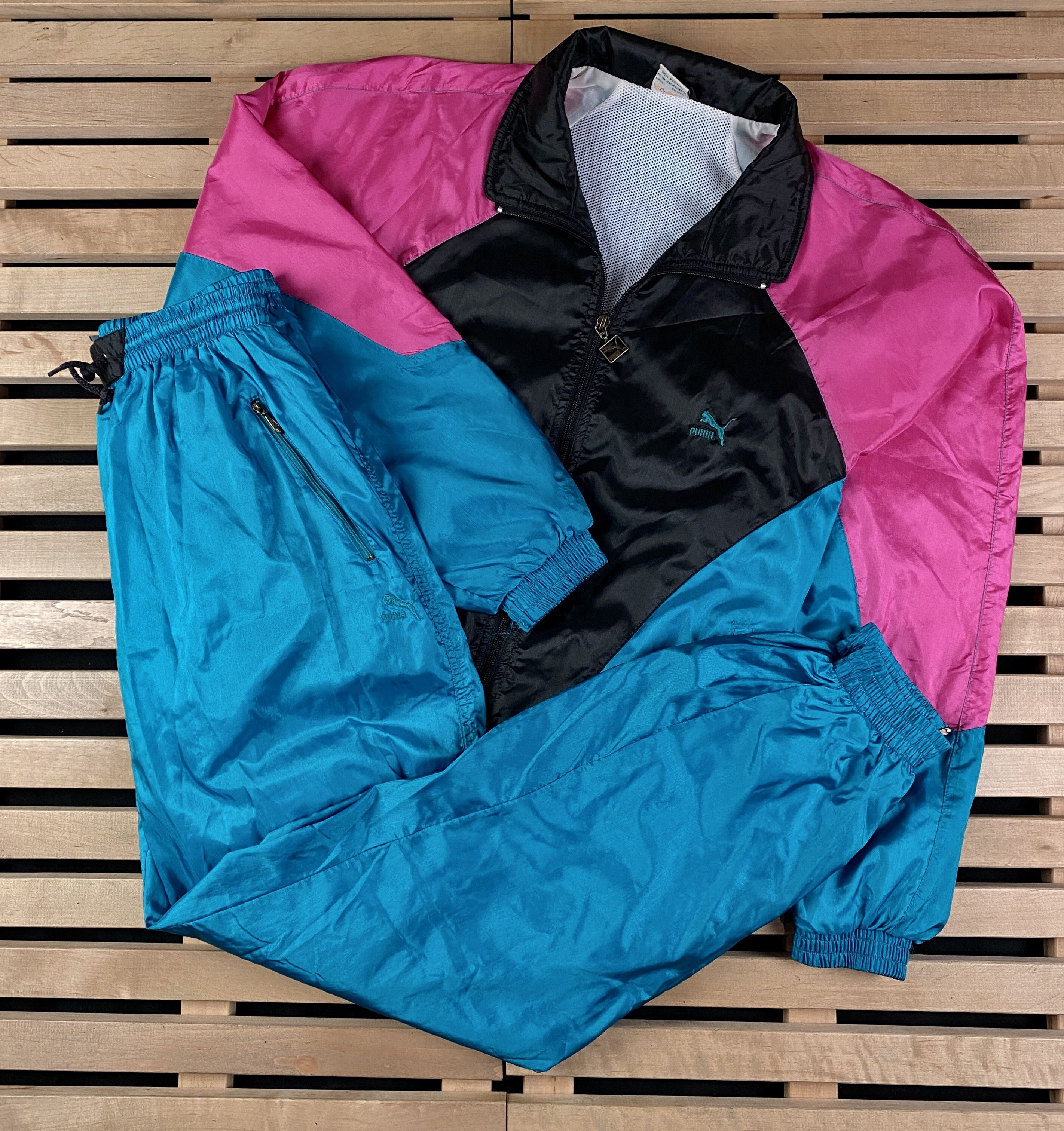 Puma × Vintage Mens Vintage Suit Track Top Puma Size 5 M/L Polyamide Size US 34 / EU 50 - 1 Thumbnail