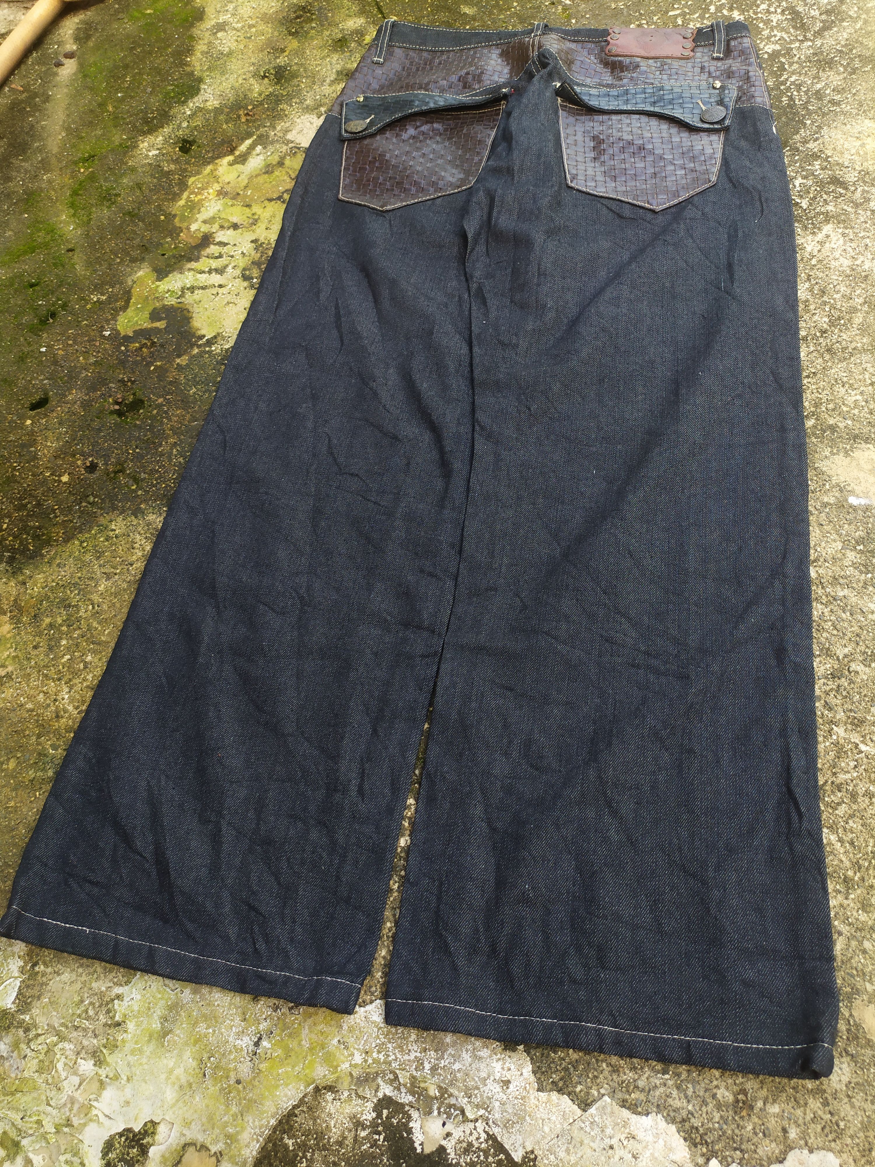 JNCO Kanji Jeans Baggy Leather Pocket Design Size US 34 / EU 50 - 5 Thumbnail