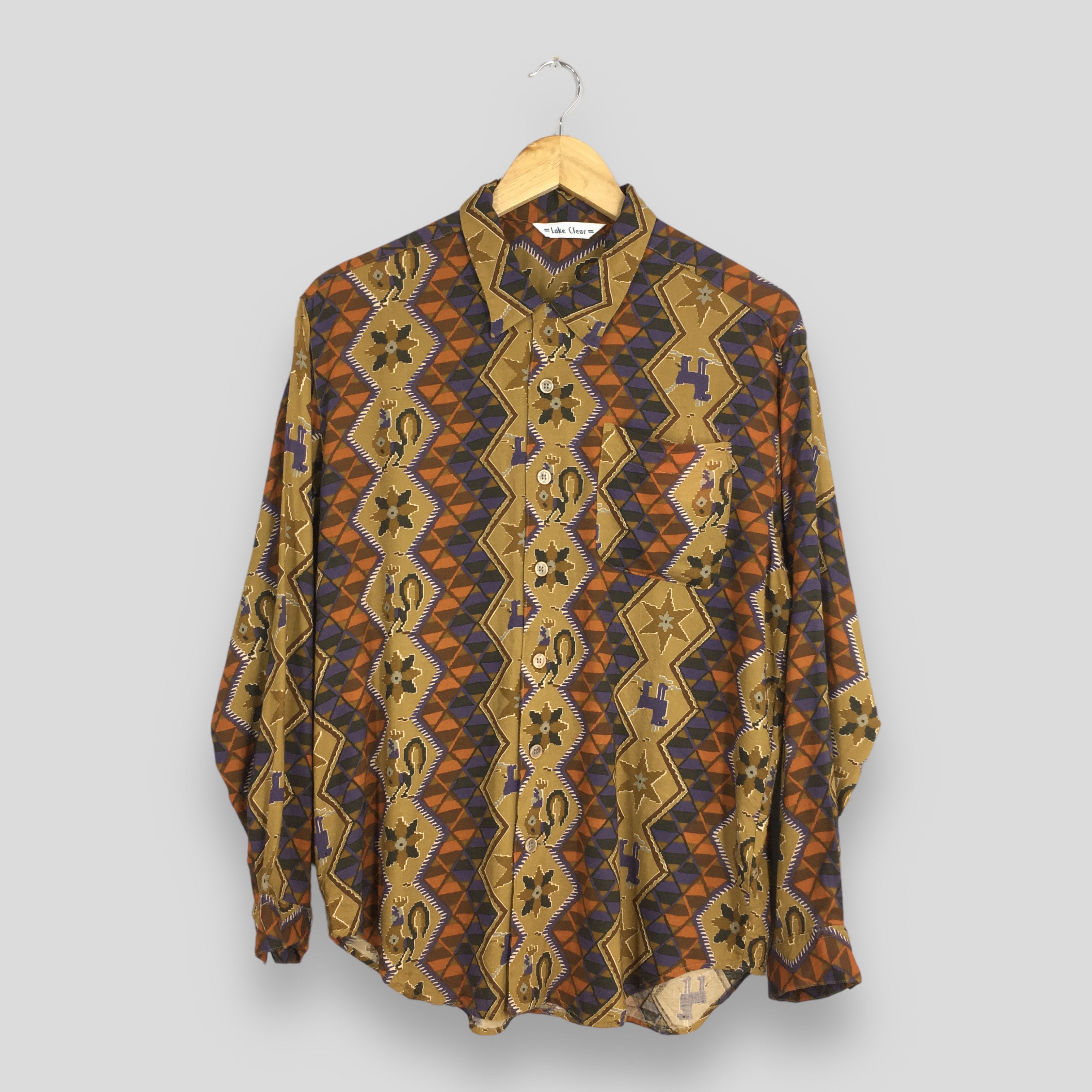 Vintage Vintage 1980's Tribal Navajo Pattern Party Shirt Medium Size US M / EU 48-50 / 2 - 1 Thumbnail