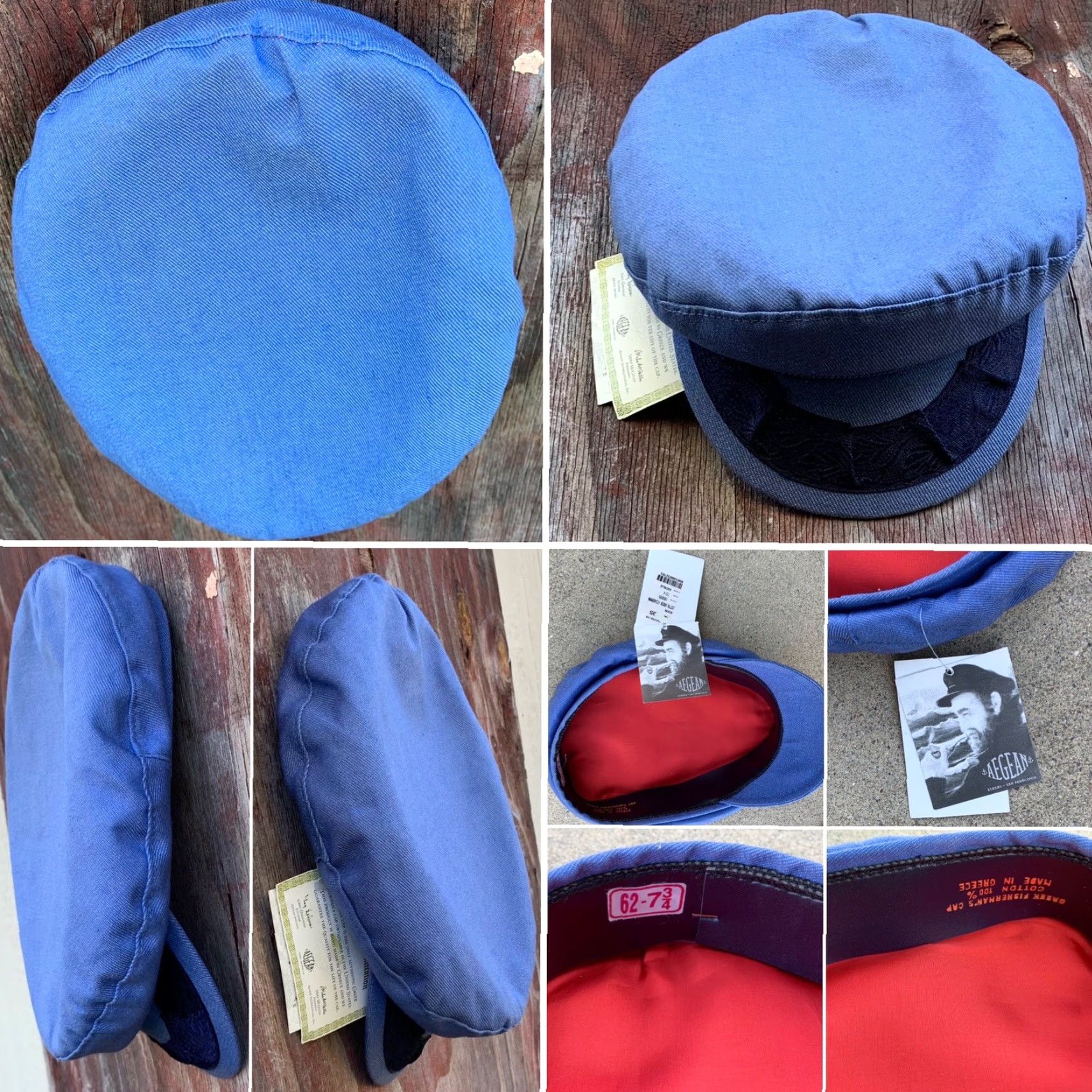 Denime Aegean Greek Fisherman’s Cap Denim Blue 100% Cotton 7 3/4 Made in Greece Navy Blue Mens Cap Size ONE SIZE - 5 Thumbnail