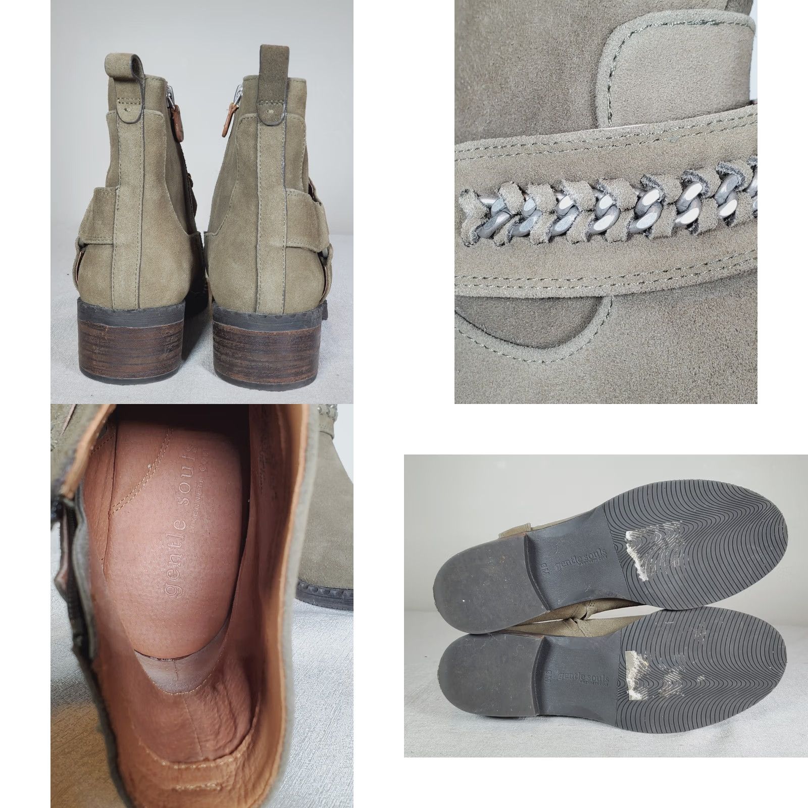 Olive Gentle Souls Kenneth Cole Best Chain Booties Olive Suede Harness Women's US 9 Bootie) Size ONE SIZE - 8 Thumbnail
