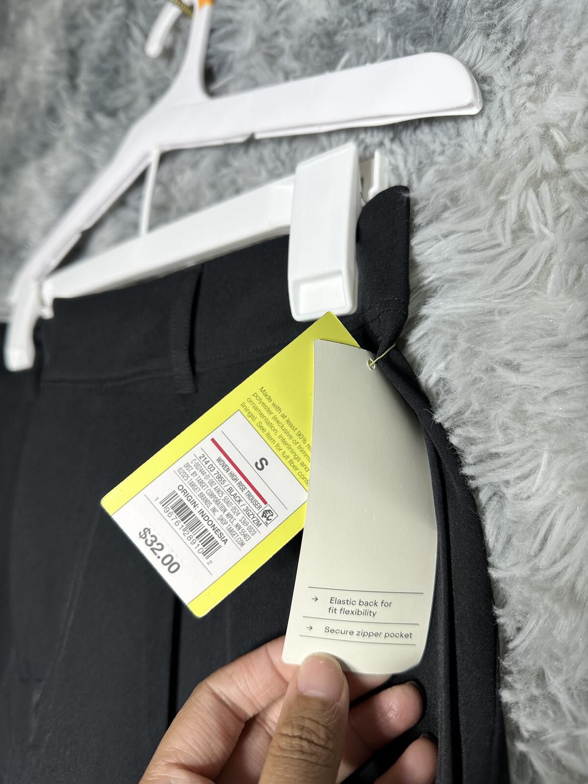 Other Black Stretch Fit Pants with Elastic Back and Secure Zipper Size US 30 / EU 46 - 3 Thumbnail