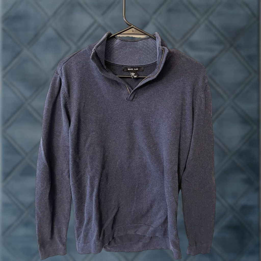 Vintage VINTAGE Mark Law 1/4 Zip Sweater Men’s Cotton Blue Size M Pullover Casual Business Knit Adult Mens Routine 100% Cotton Size US M / EU 48-50 / 2 - 1 Thumbnail