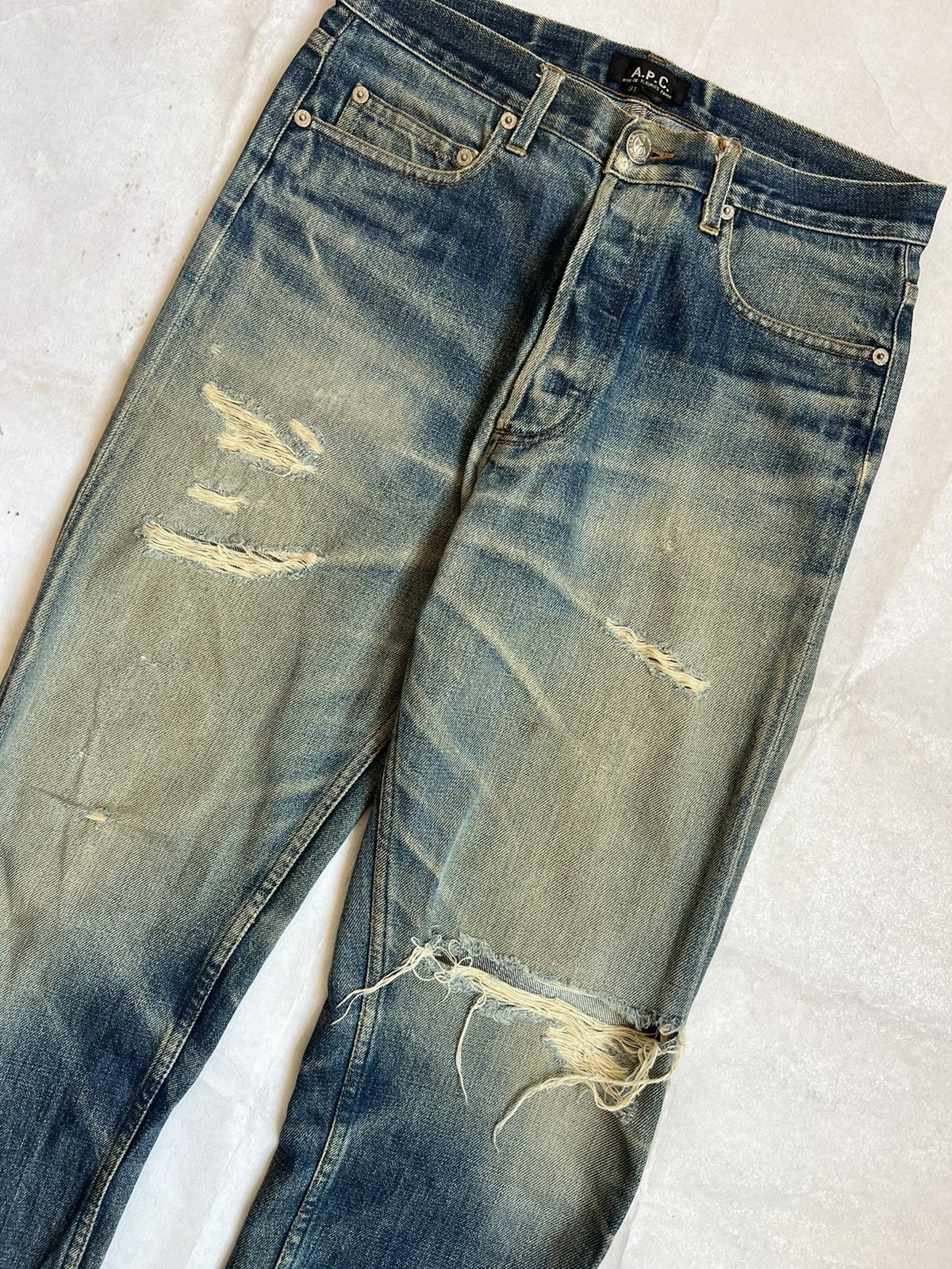 A.P.C. APC Dirty Wash Selvedge Distressed Denim Rare Size US 30 / EU 46 - 9 Thumbnail
