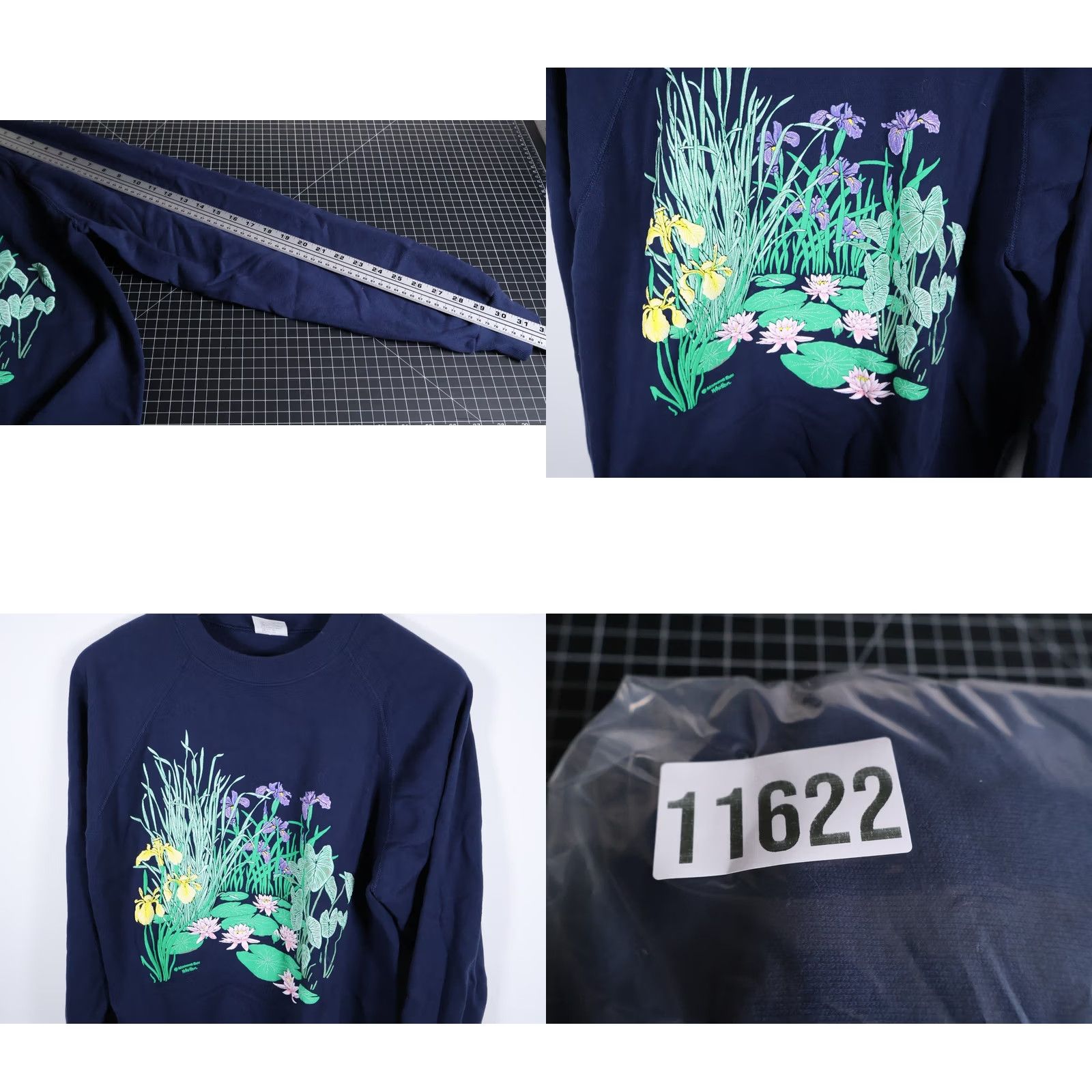 Hanes VINTAGE Hanes Sweatshirt Raglan 90s 80s Flower Nature Morning Sun Dark Blue Adult XL Women Size XL / US 12-14 / IT 48-50 - 8 Thumbnail