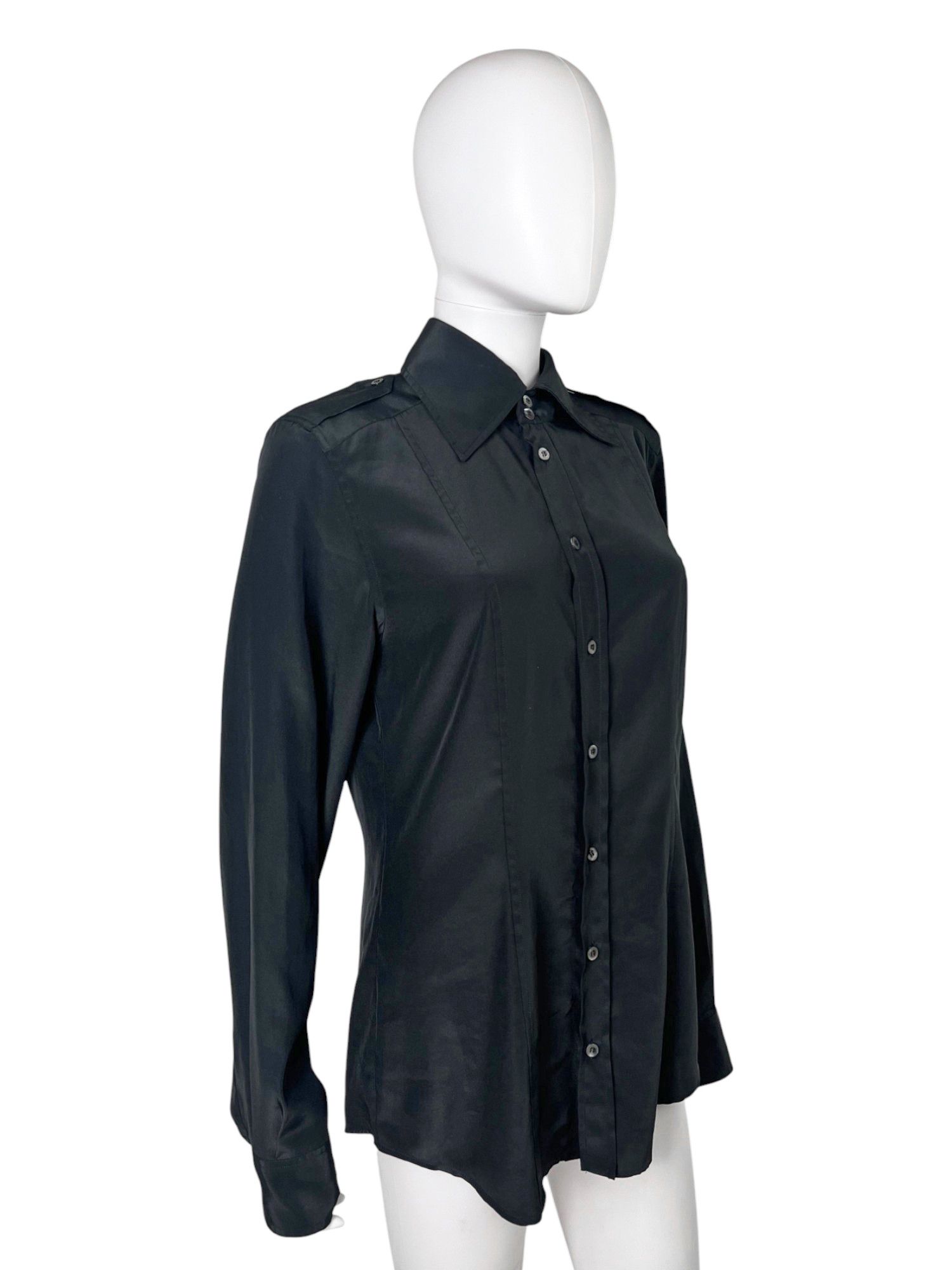 Gucci by Tom Ford S/S 1998 Black Military Shirt Size L / US 10 / IT 46 - 2 Thumbnail