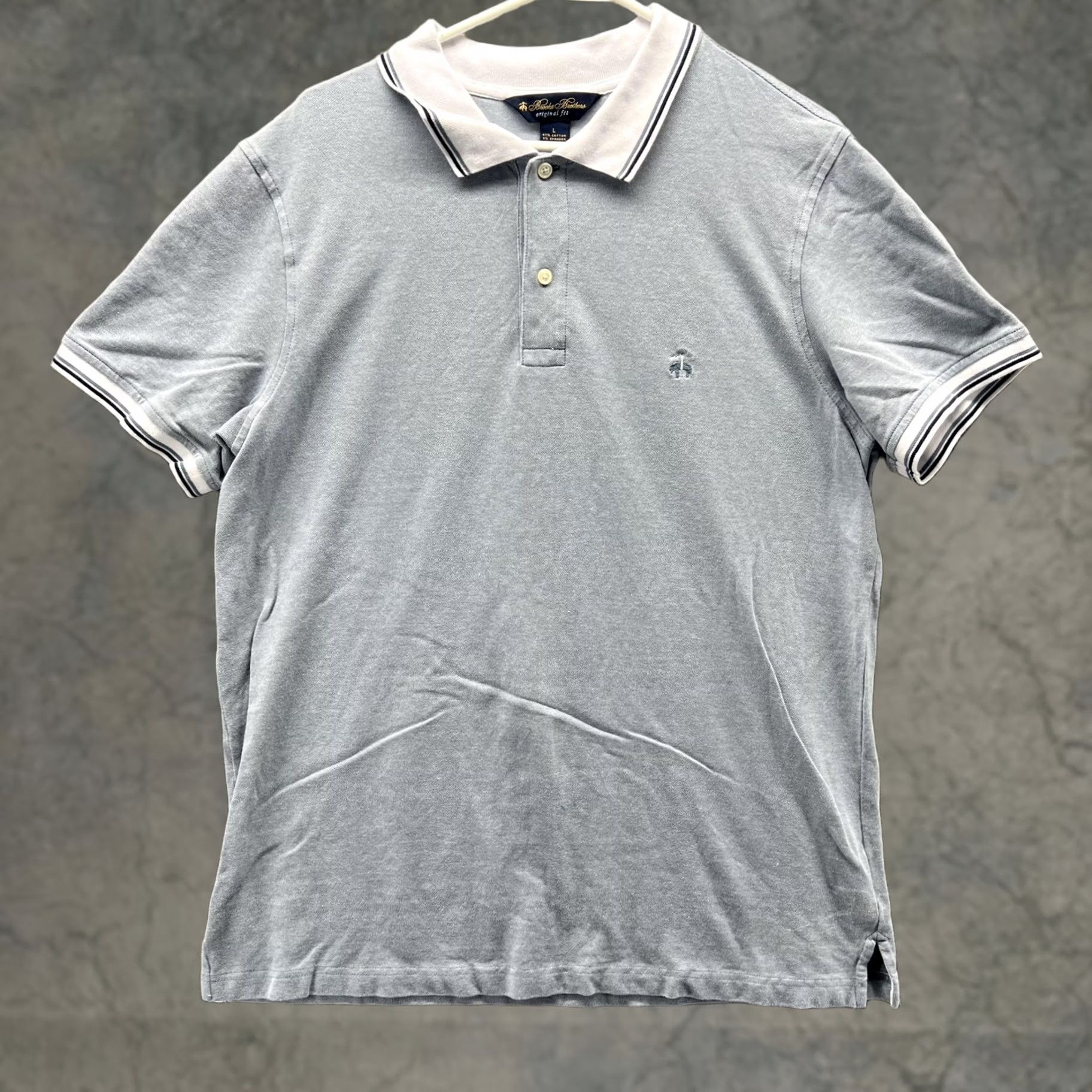 Brooks Brothers Brooks Brothers Polo Shirt Mens L Blue Original Fit Stretch Collar Contrast Cuff Navy Logo Short Sleeve Cotton Spandex Size US L / EU 52-54 / 3 - 1 Thumbnail