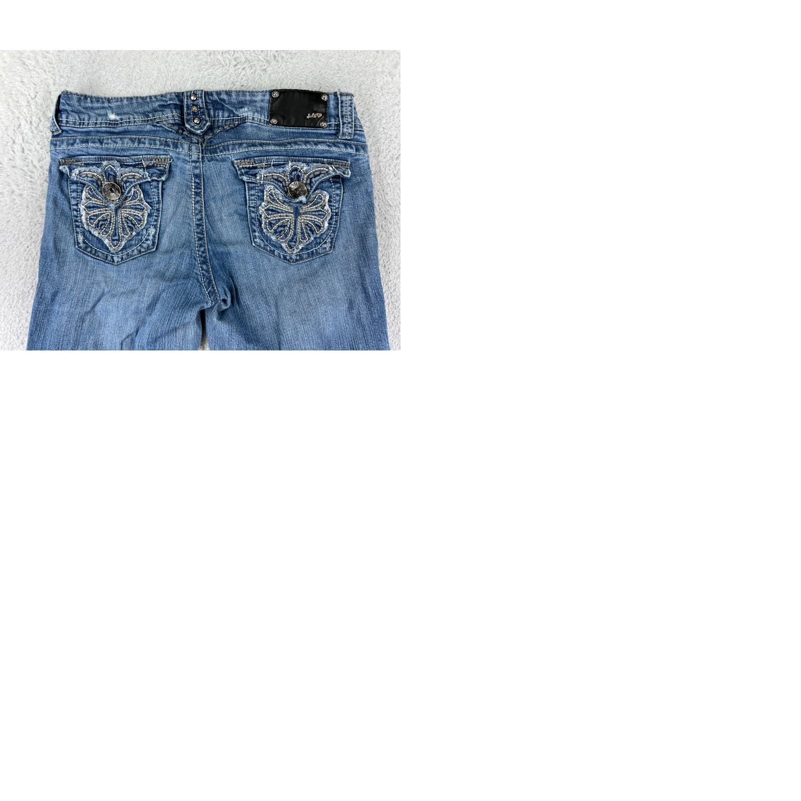 Vintage Jolt Jeans Women Bootcut 11 Blue Denim Distressed Cotton Blend 5-Pocket Regular Inseam 30.5 in Womens Jeans Size 32" / US 10 / IT 46 - 10 Thumbnail