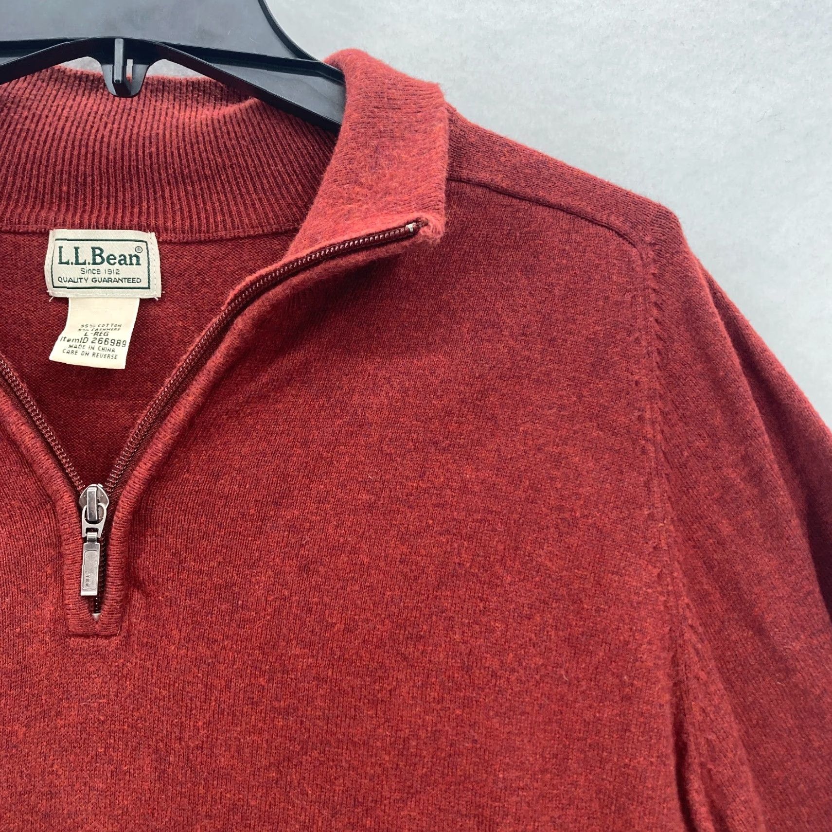 Jos. A. Bank L.L. Bean Cashmere Blend Sweater Mens L Red Mock Neck Quarter Zip Long Sleeve Size US L / EU 52-54 / 3 - 3 Thumbnail