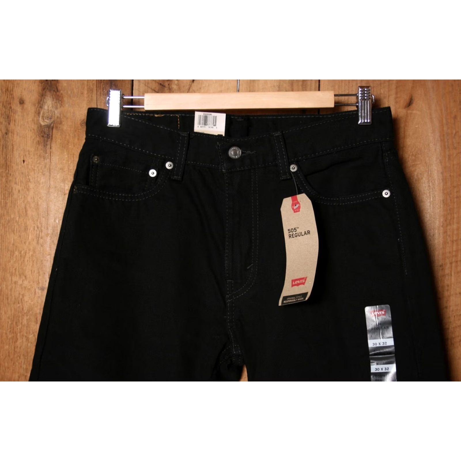 Levi's LEVI'S 505 Jeans Black Denim Straight Leg Sz. 30x32 Inseam 31" Mens Regular Denim Pants Size US 30 / EU 46 - 2 Thumbnail
