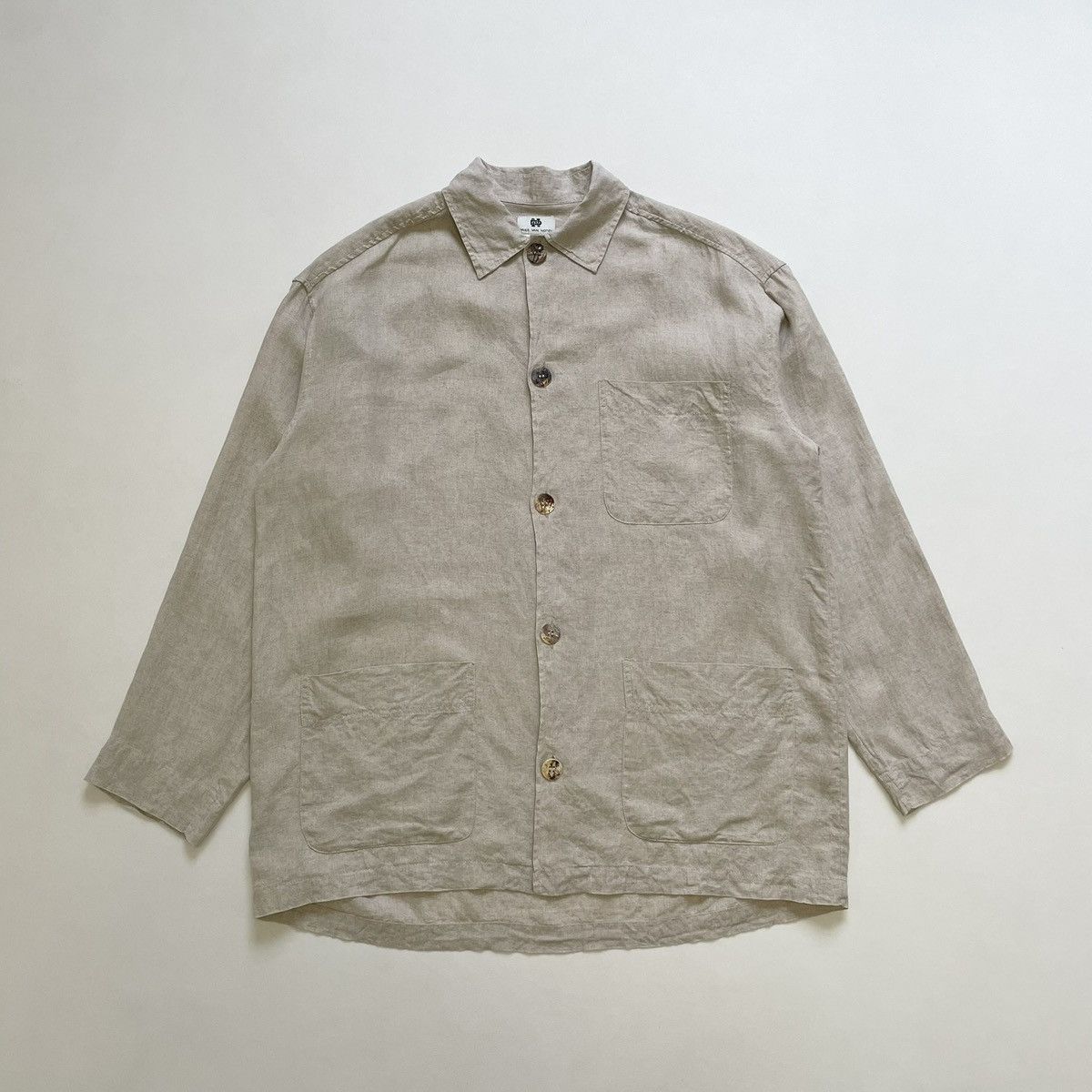 Dries Van Noten Early 2000s Beige Linen Over Shirt Size US M / EU 48-50 / 2 - 2 Thumbnail