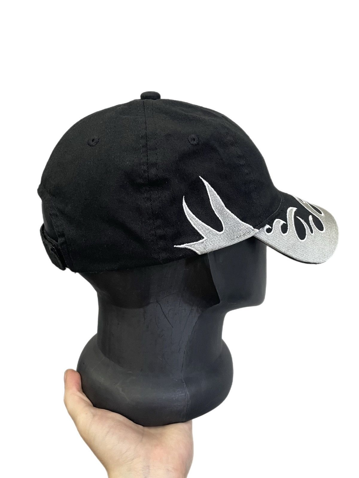 Japanese Brand Vintage black flame embroidered cap Y2K yeezy style Size ONE SIZE - 4 Thumbnail
